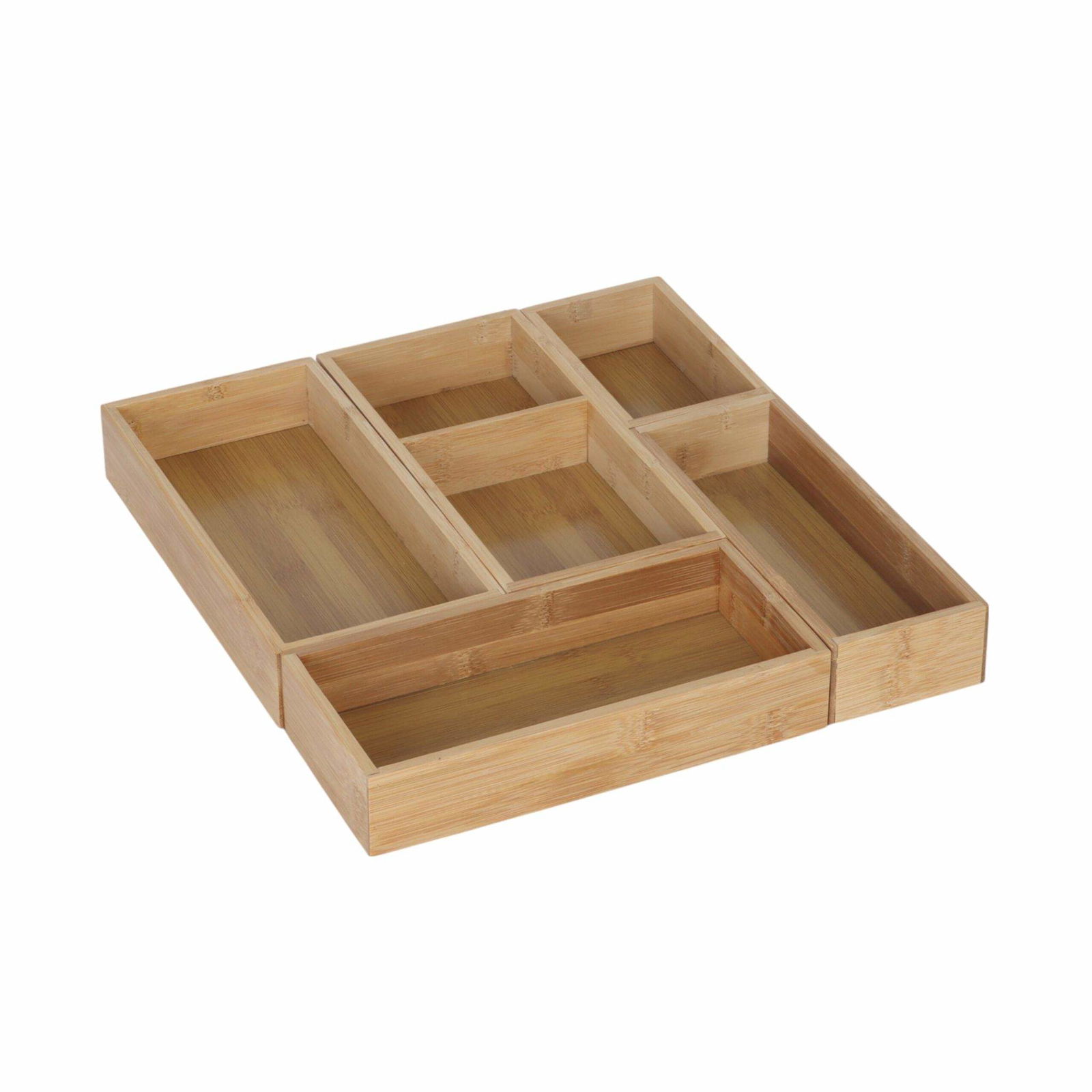 Bambus skuffeorganiseringssæt – 5 dele, alsidig opbevaring