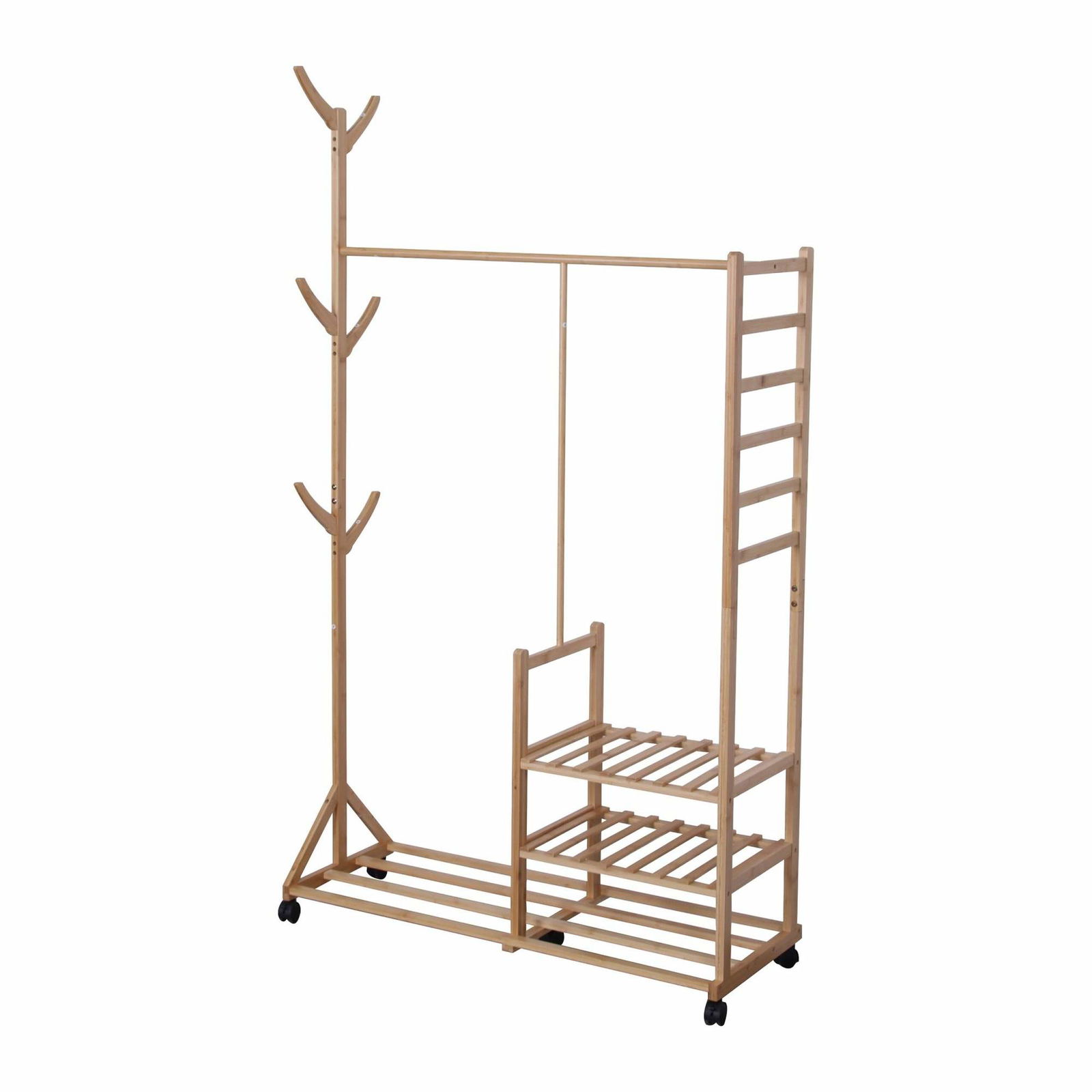 Bambukapphängare med hyllor och krokar – Mobil förvaring | Hem & Hobby | Pryloteket