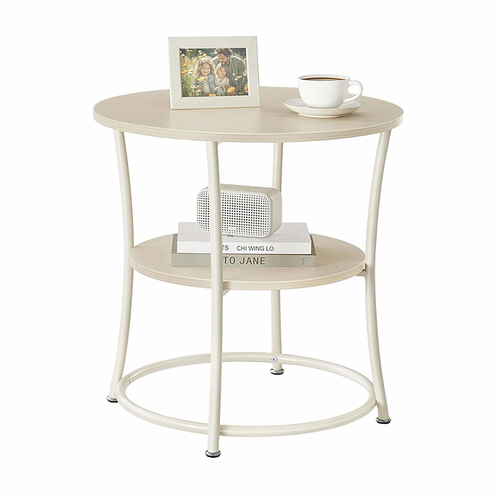 Sidobord med träeffekt och metallram i två nivåer | Hem & Hobby | Pryloteket