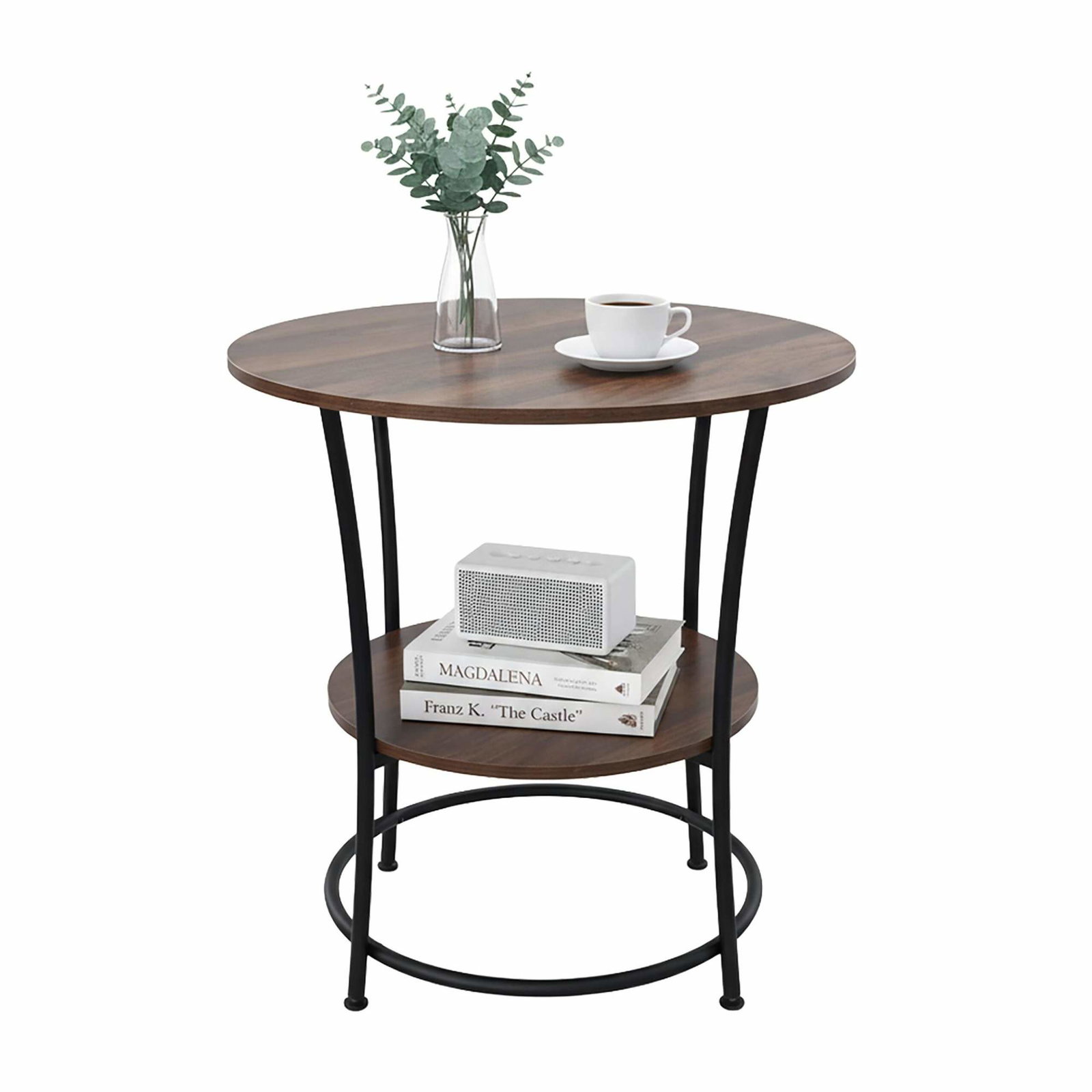 Sidobord med 2 våningar – Skiva i träeffekt, metallram | Hem & Hobby | Pryloteket