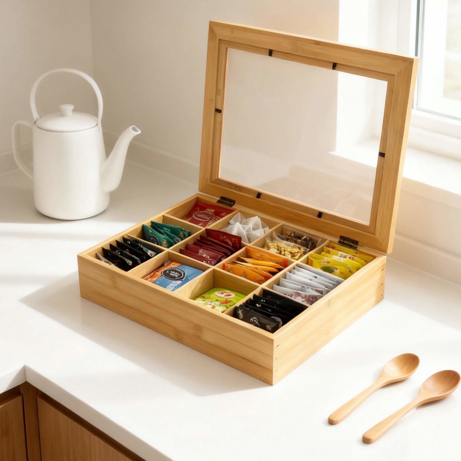 Bambu telåda med lock – 12-fackorganisatör | Hem & Hobby | Pryloteket