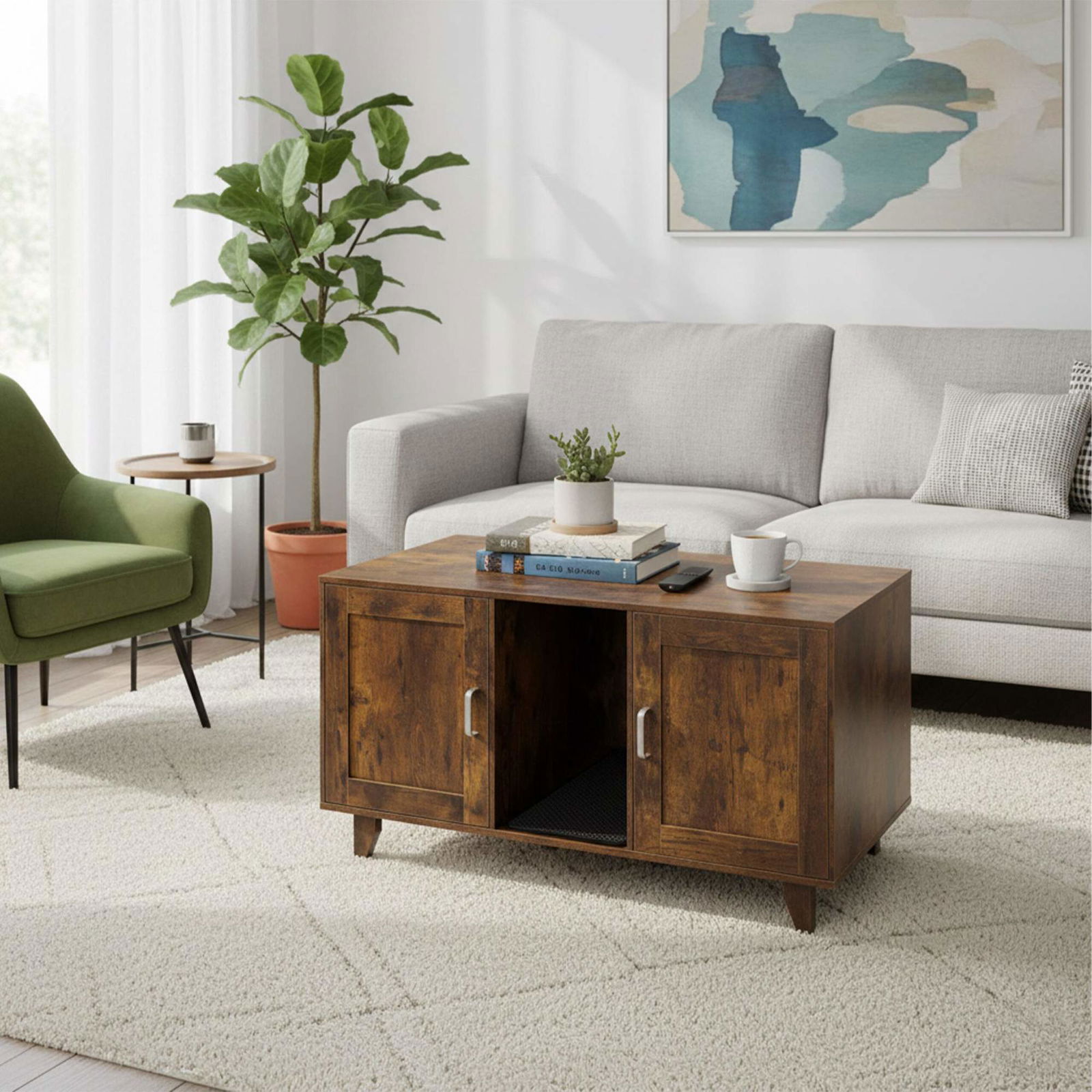 XXL kattsandskåp med kattmatta och gömställe | Hem & Hobby | Pryloteket