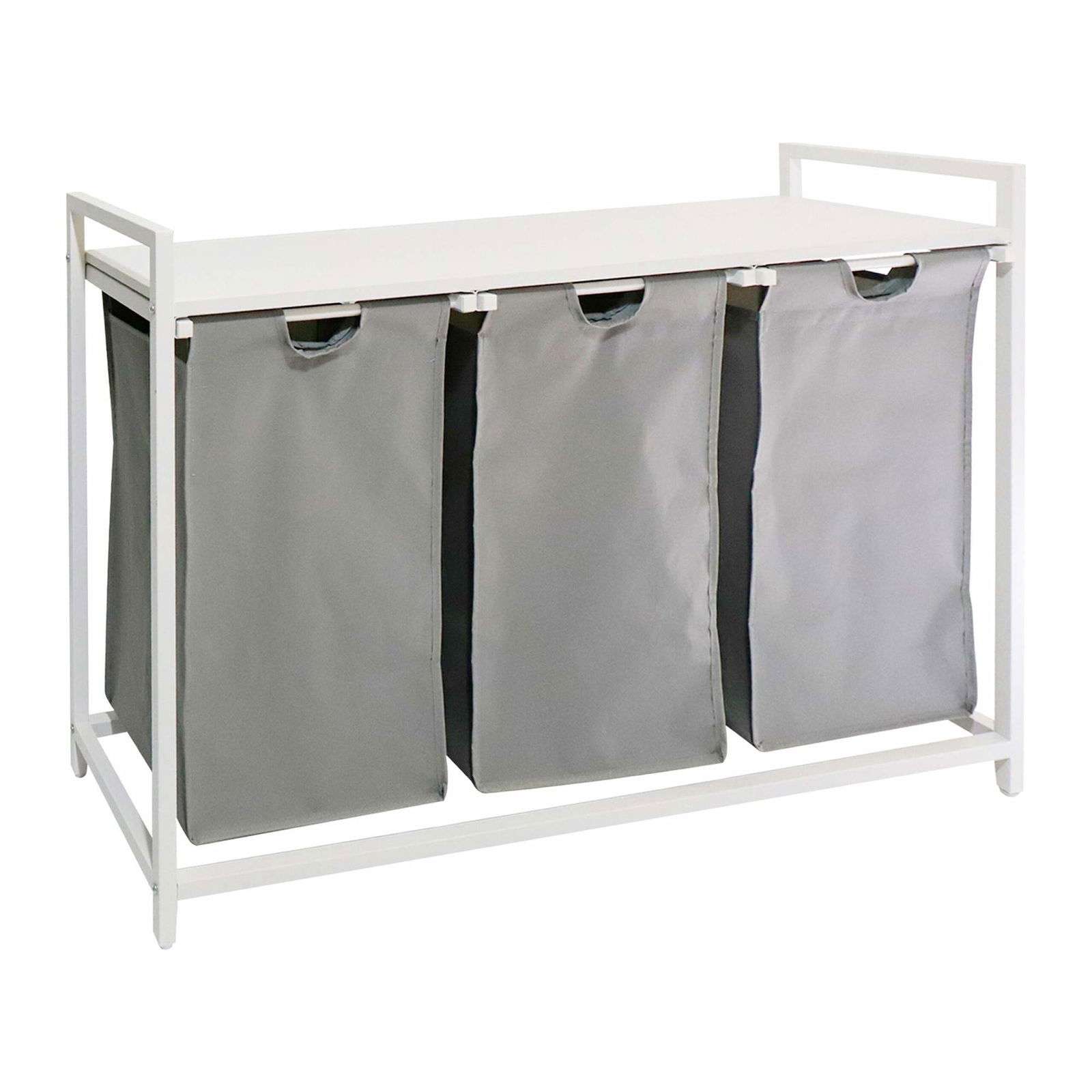 Vasketøjssortering med 3 poser og robust hylde