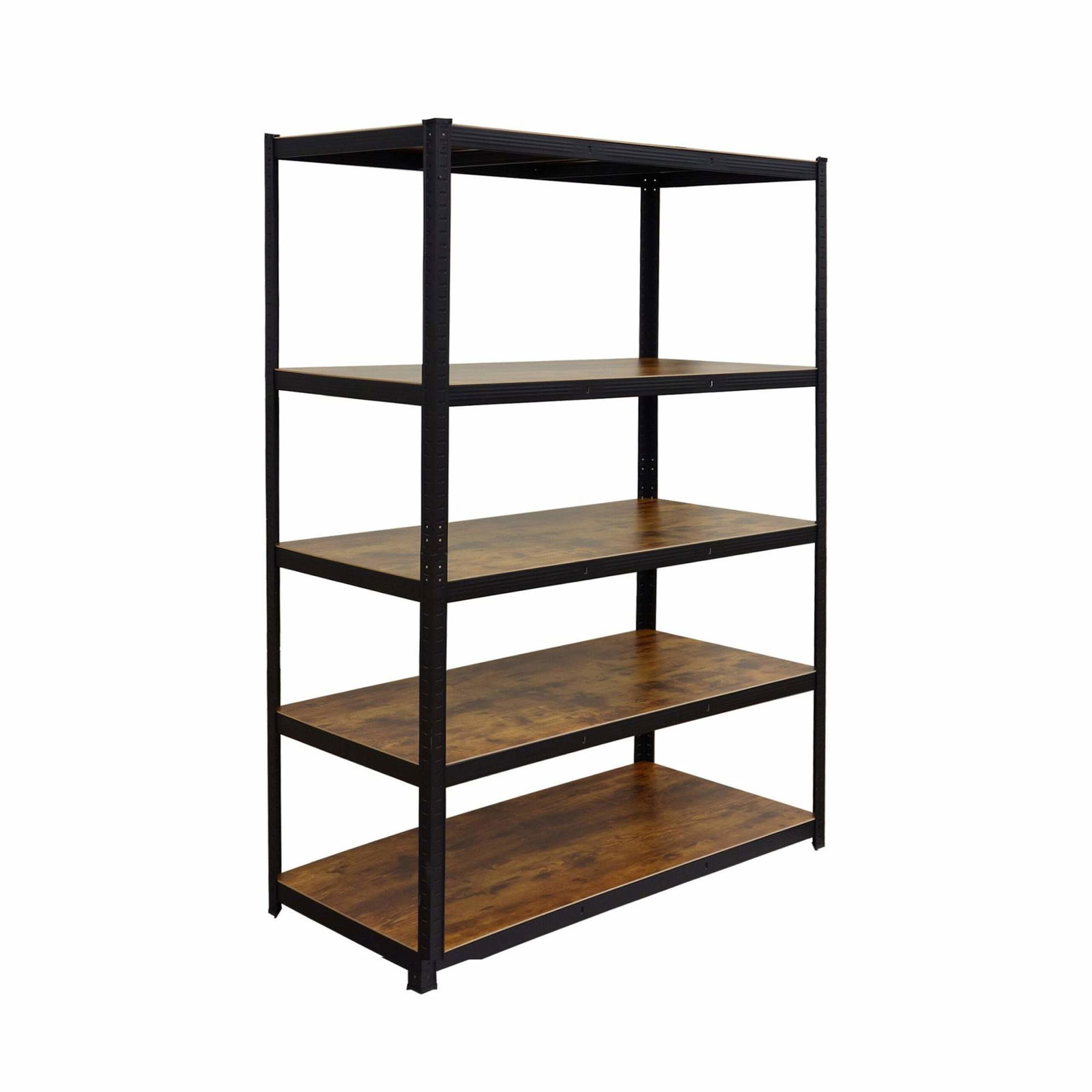 Kraftiga metallhyllor – 5 hyllor med träeffekt, 500 kg kapacitet | Hem & Hobby | Pryloteket