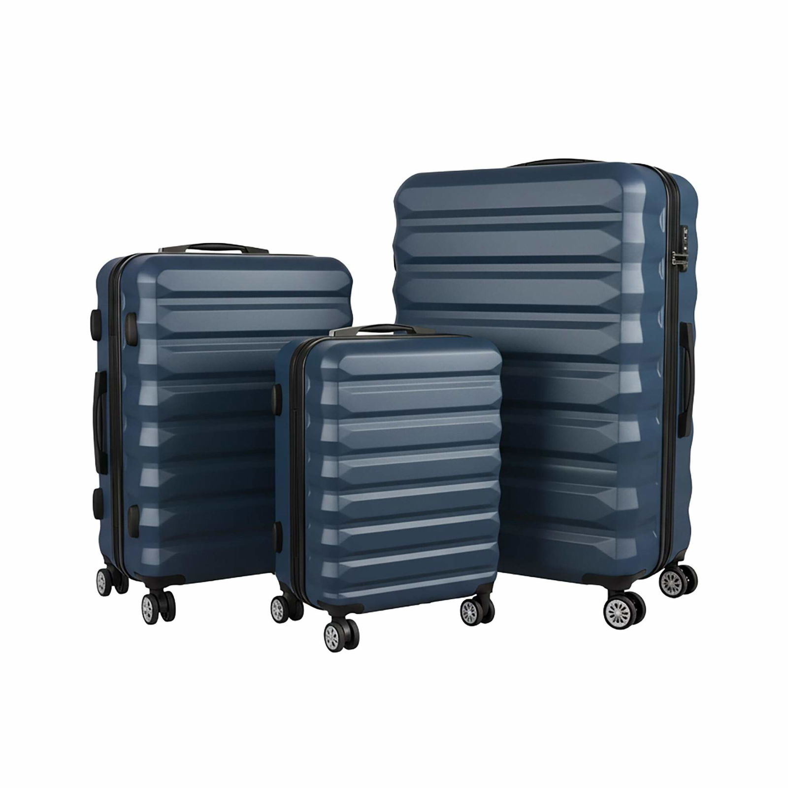 3-delt hårdt bagagesæt med hjul og lås