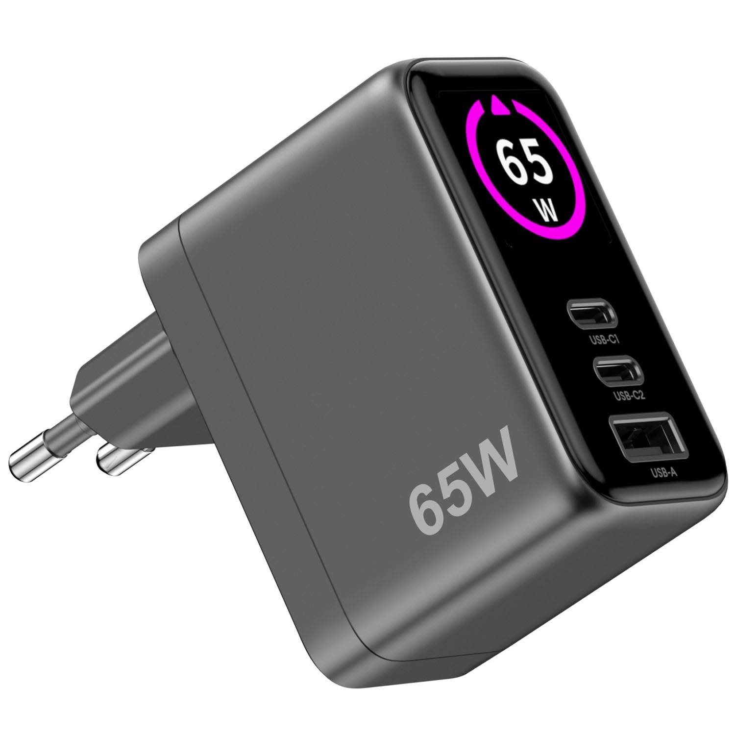 65W PD/QC-oplader med display
