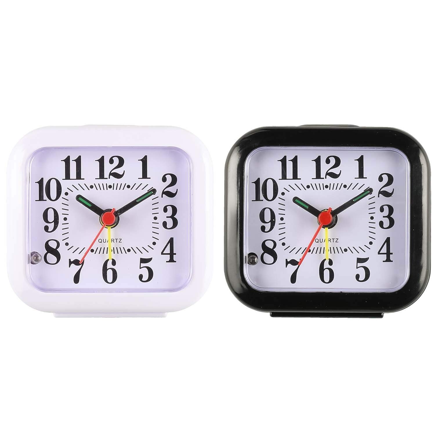 Vækkeur 8x3x7,5cm, Sort/Hvid, 10-pak