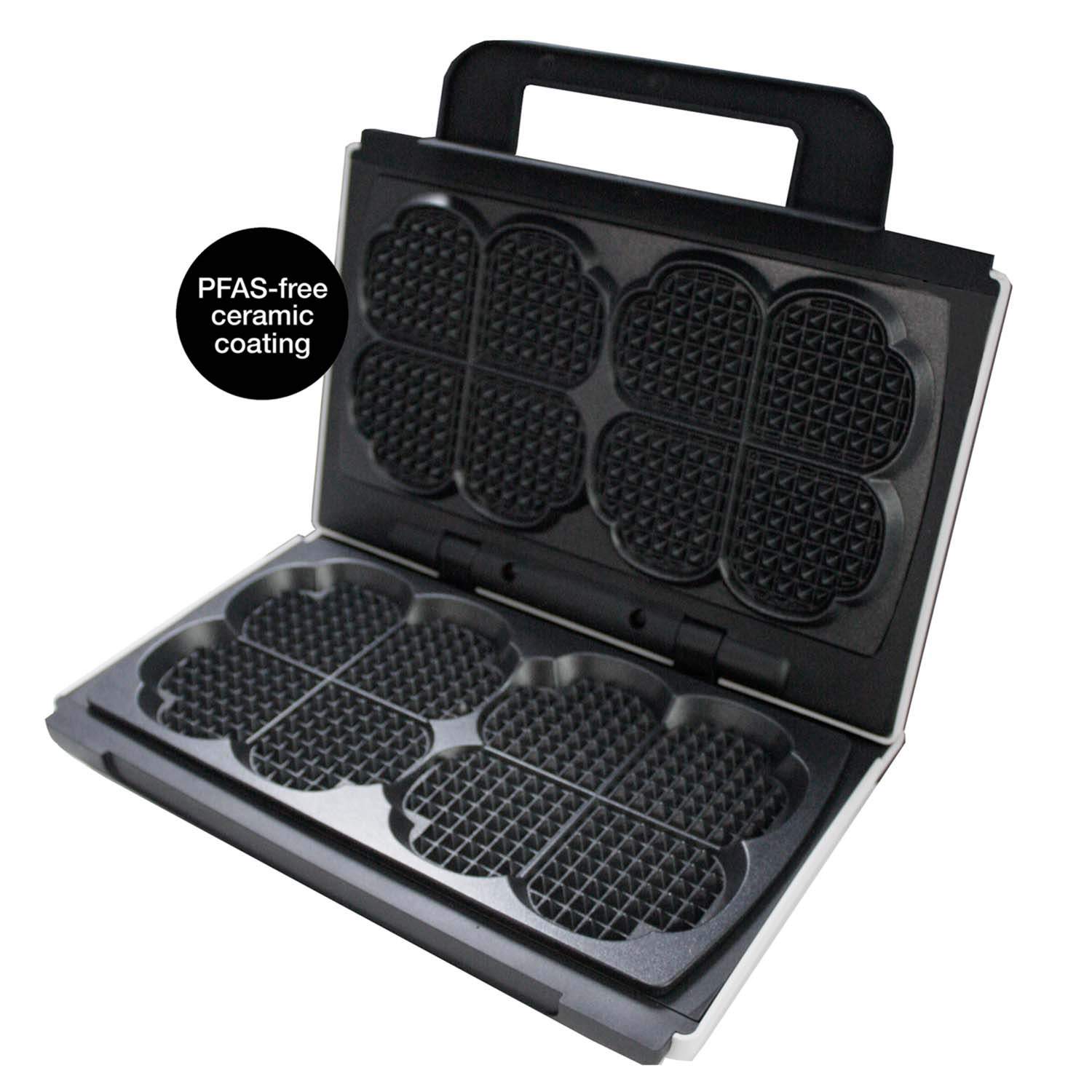 Dobbelt vaffeljern, hvid keramisk overflade