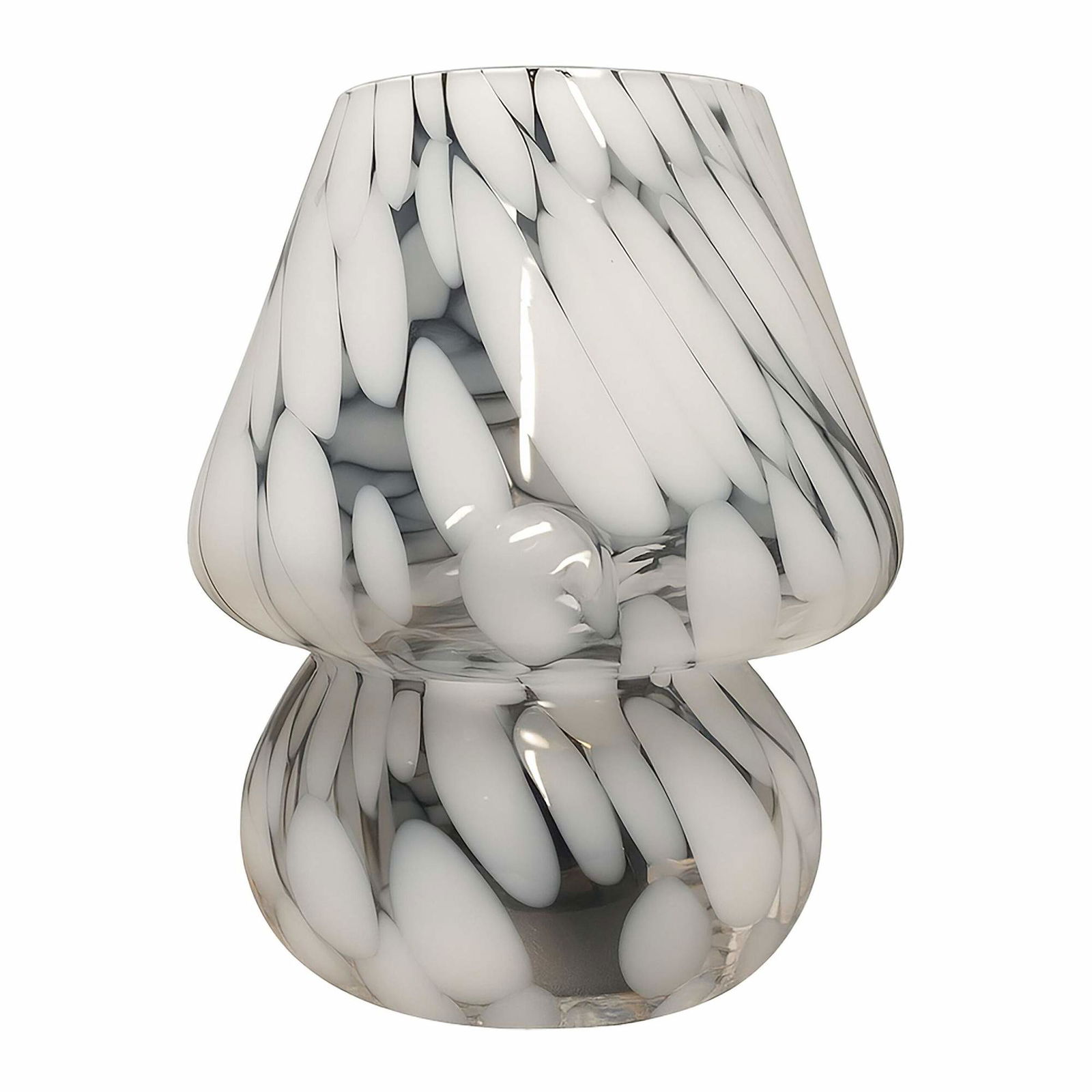 Bordlampe i glas med svampemotiv – LED, plettet design