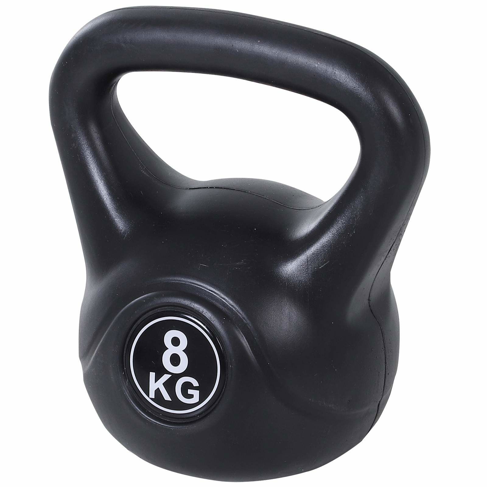 8 kg Kettlebell – Sandfyldt, Glat Greb, Sort