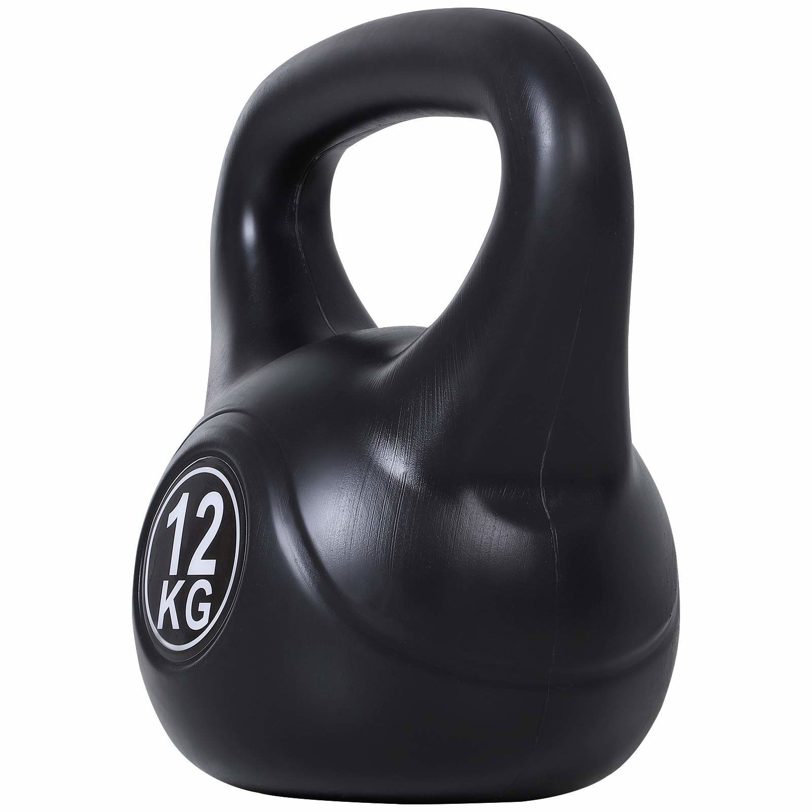 12 kg Kettlebell – Sandfyldt, Glat Greb, Sort