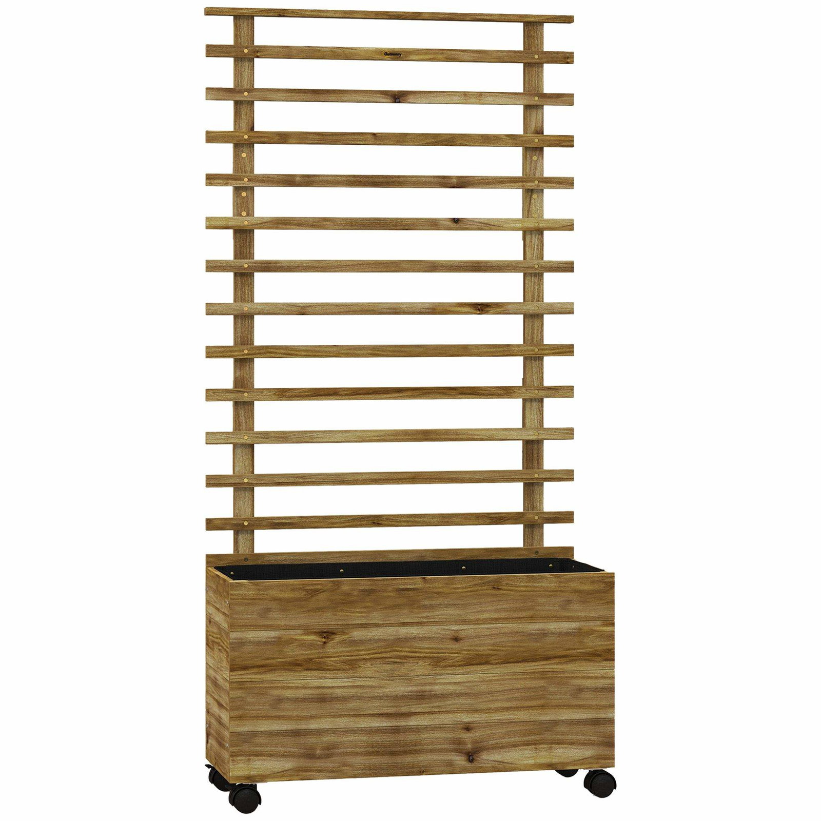 Træplantekasse med espalier, mobil, vejrbestandig, 76x30x155 cm