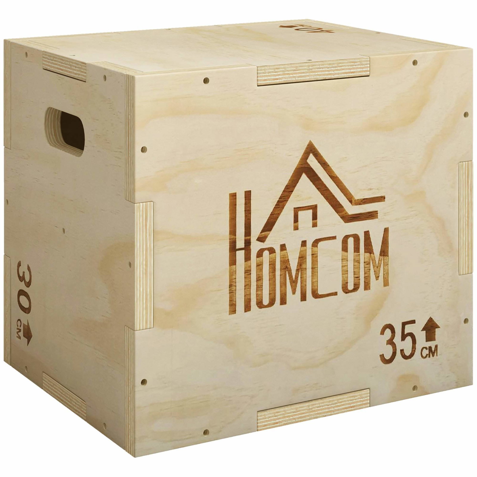 Plyo Box – 3 højder, naturtræ, grebsvenlige håndtag