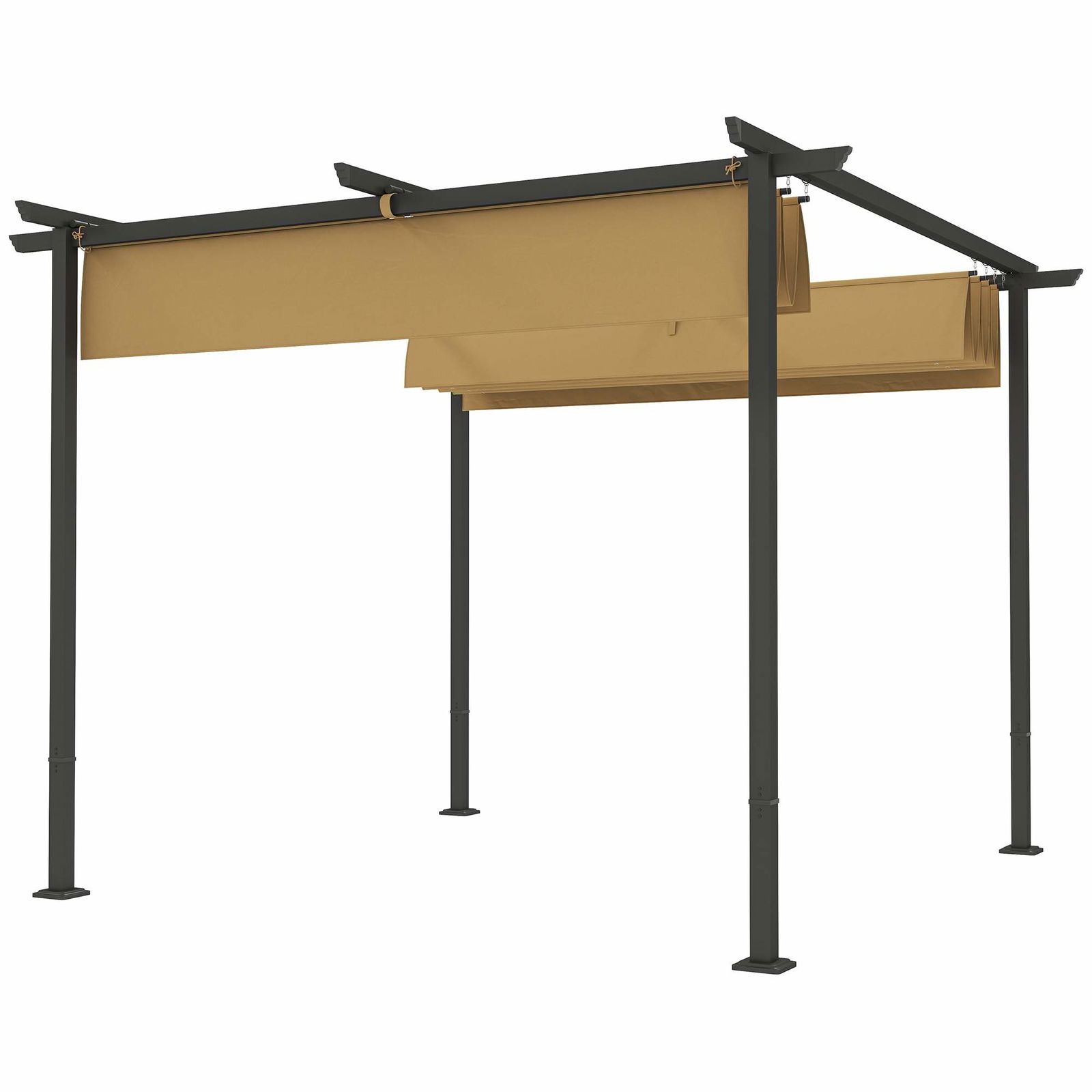 3x3 m pergola med justerbart tag, metalramme, UPF30+