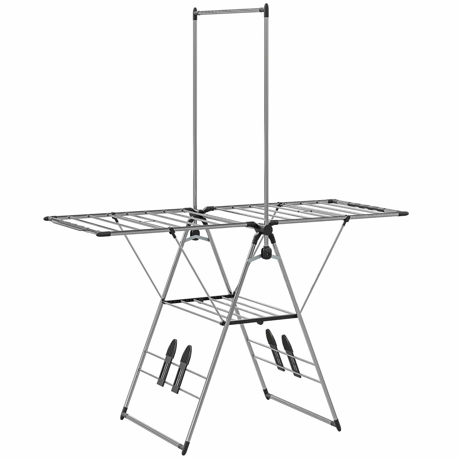 Sammenklappeligt tørrestativ – justerbare vinger, rustfrit stål