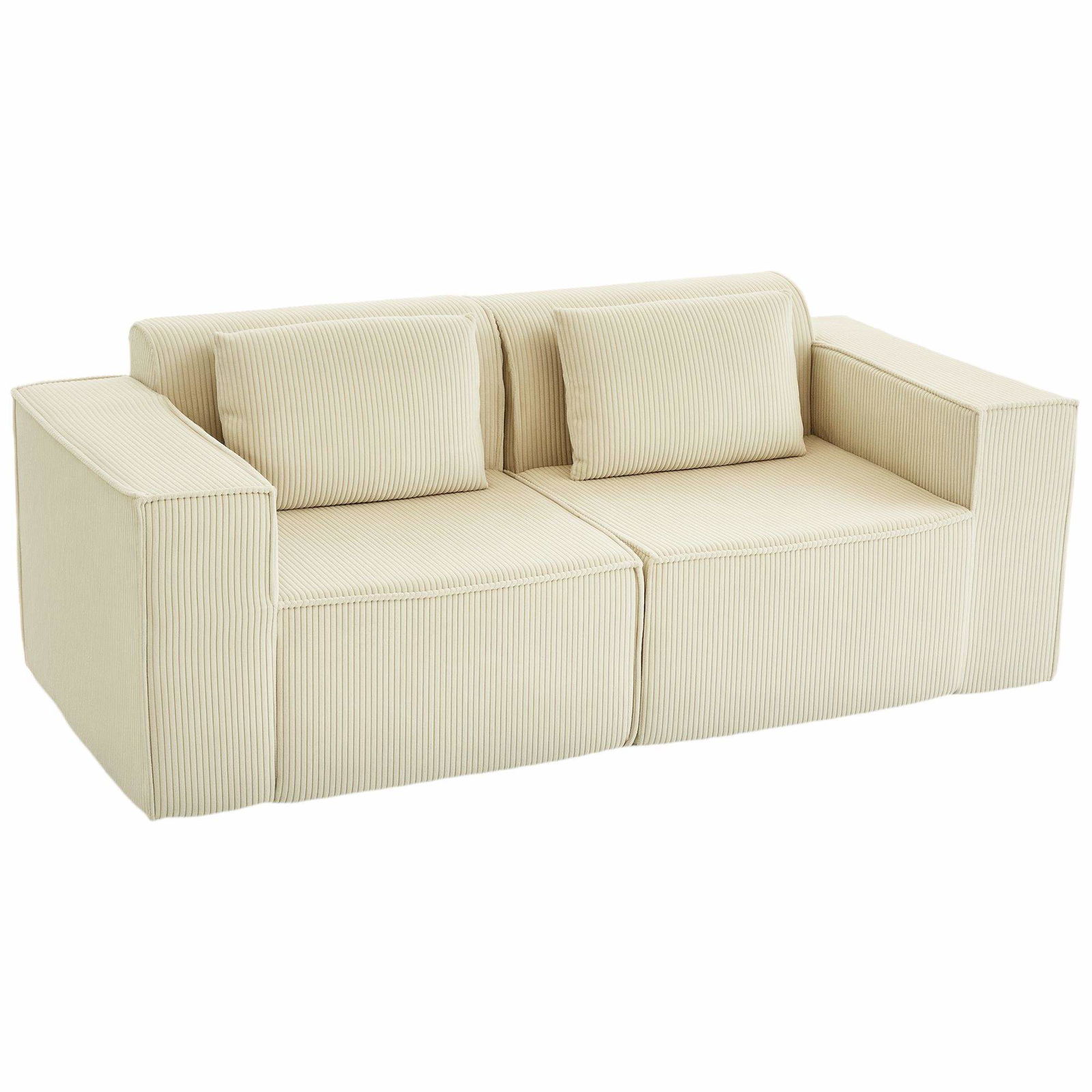 3-personers sofa, blødt snorstof, brede armlæn, beige
