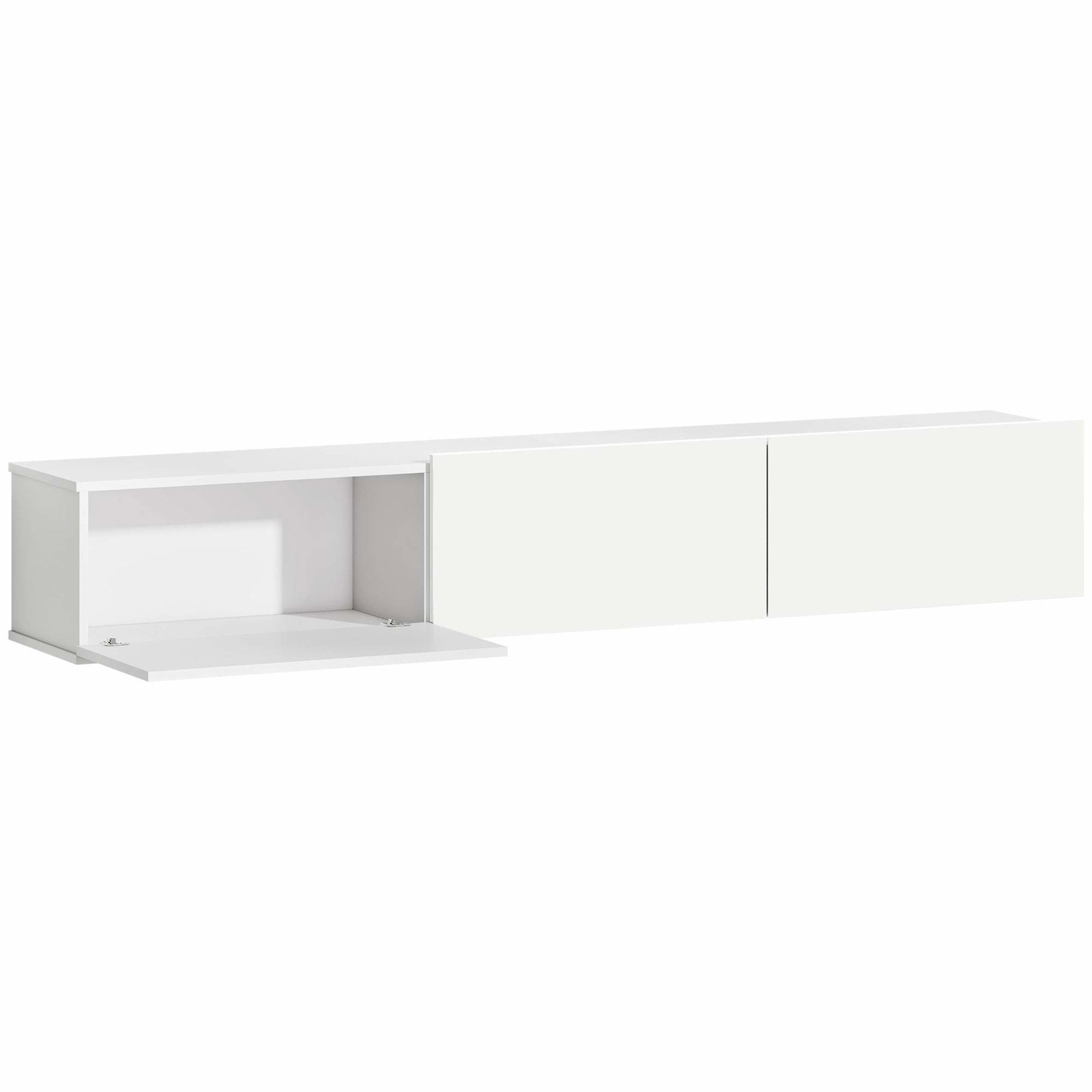 Svævende TV-skab, vægmonteret, 3 skuffer, 180 cm, hvid