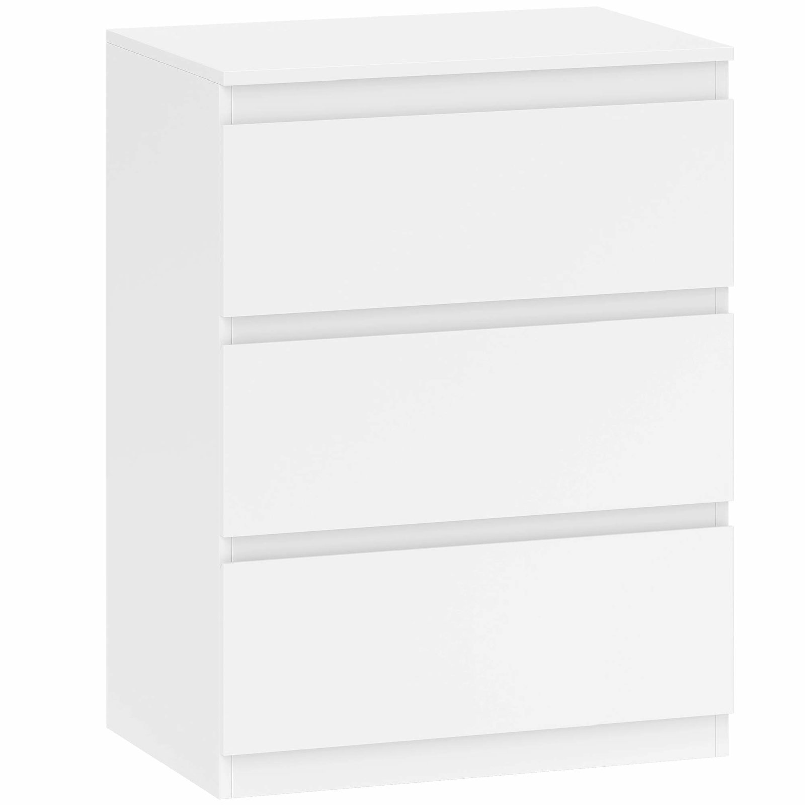 Vit byrå med 3 lådor – Modern design utan handtag | Hem & Hobby | Pryloteket