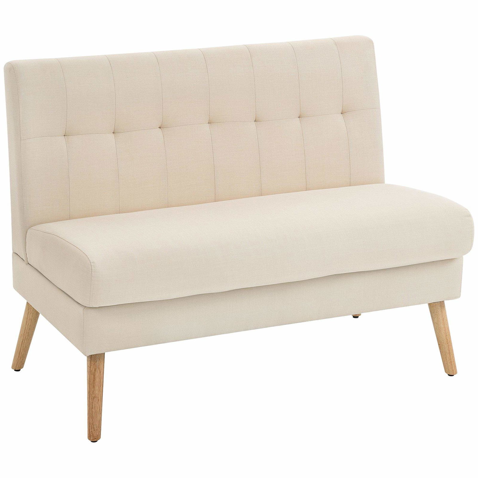 Beige 2-personers sofa – tuftet ryg, linnedlook, kompakt