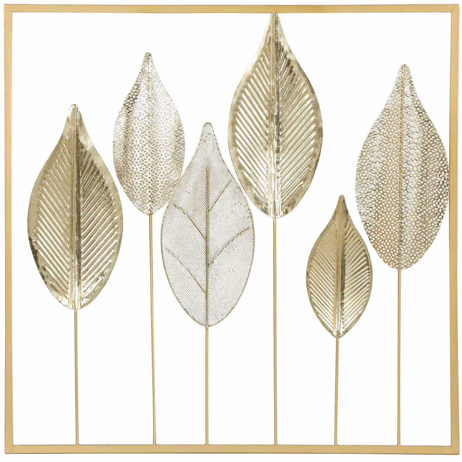 Vægkunst i metal med bladguld – moderne design, 70x70 cm