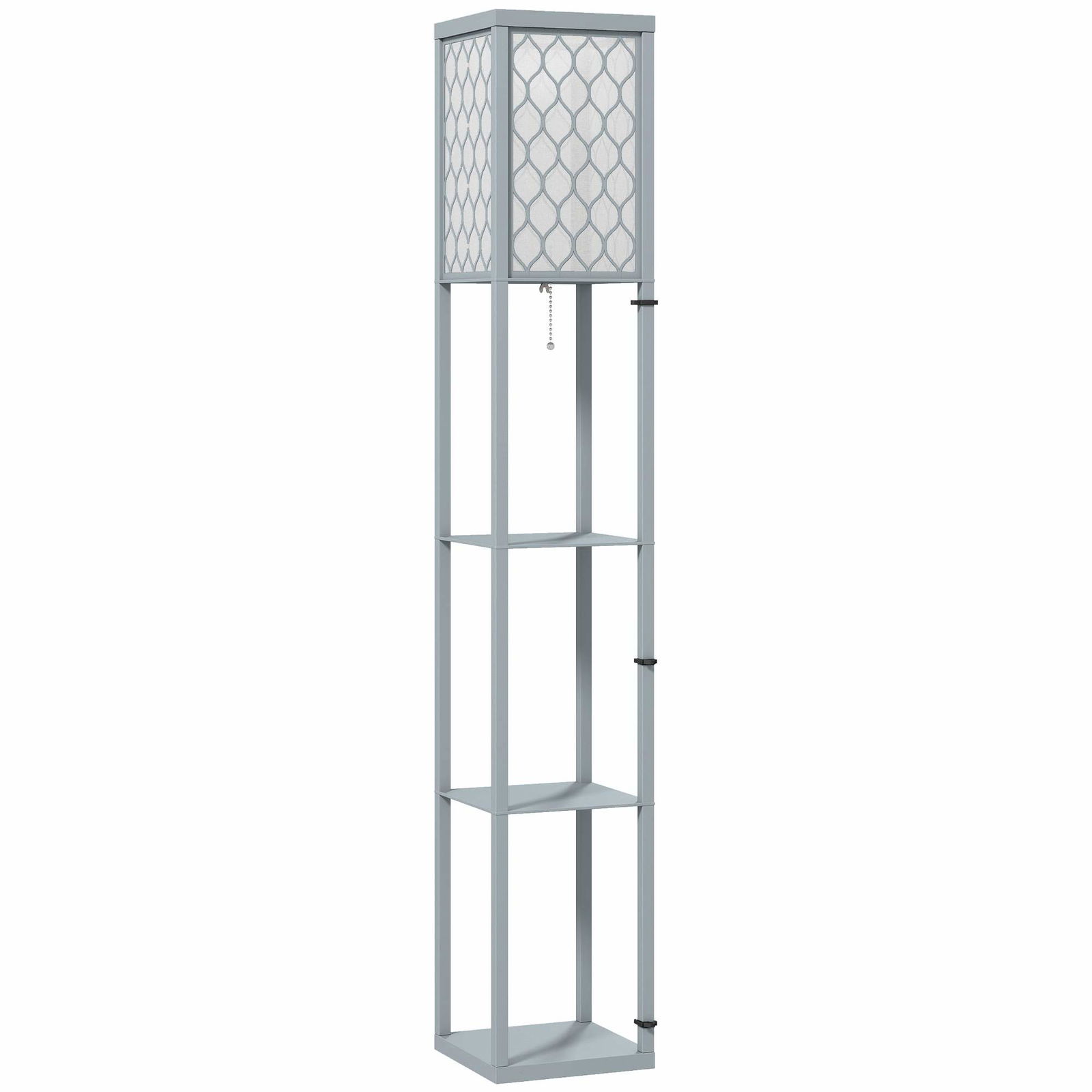 Gulvlampe med hylder – 3-lags, lysegrå MDF