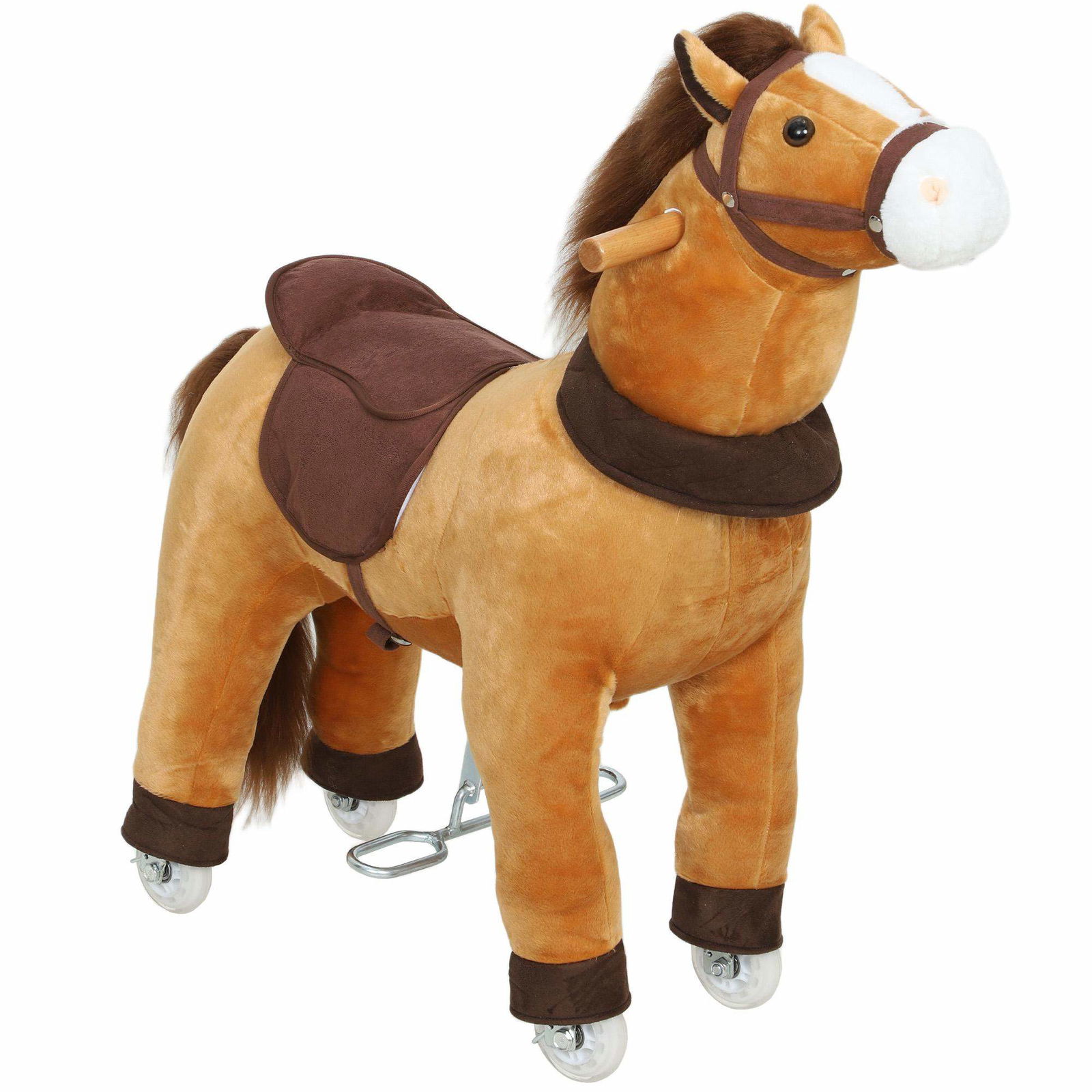 Ridehest til børn, blødt stof, 3-5 år, mørkebrun