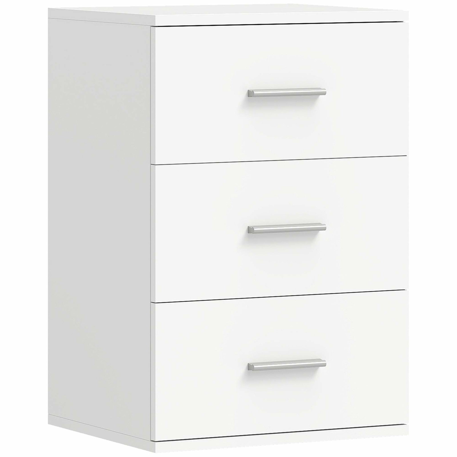 Hvidt MDF-natbord – 3 skuffer, ridsefast