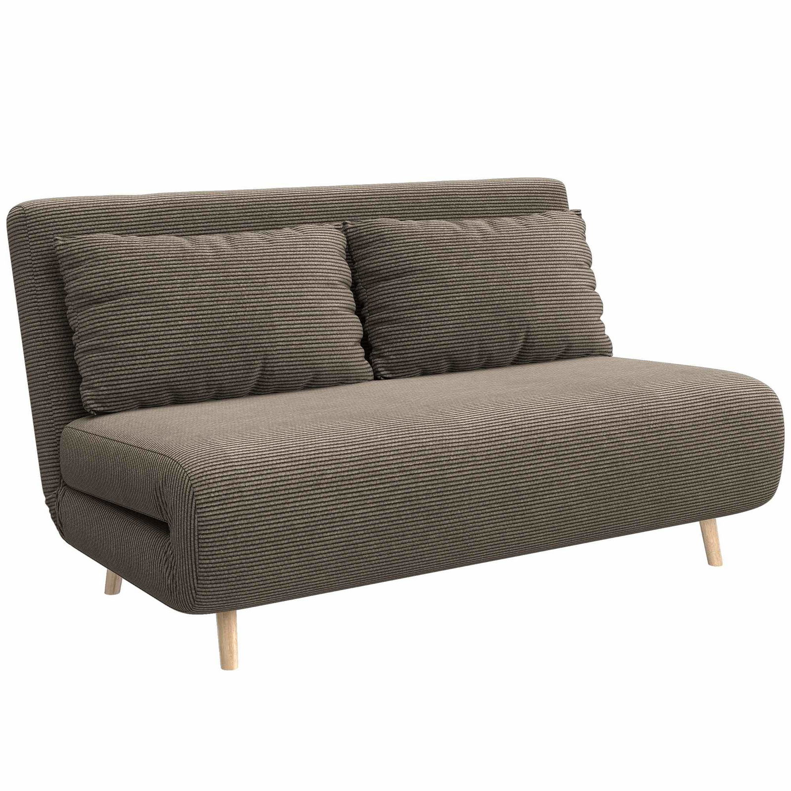 Mørkebrun sovesofa – justerbar ryglæn, corduroy-finish