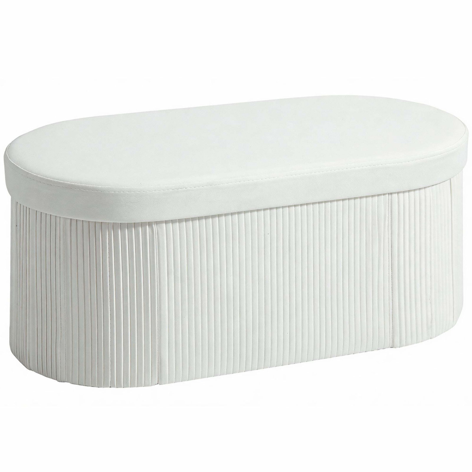 Sammenklappelig fløjlsbænk med opbevaring – cremefarvet, 76 x 38 x 35 cm