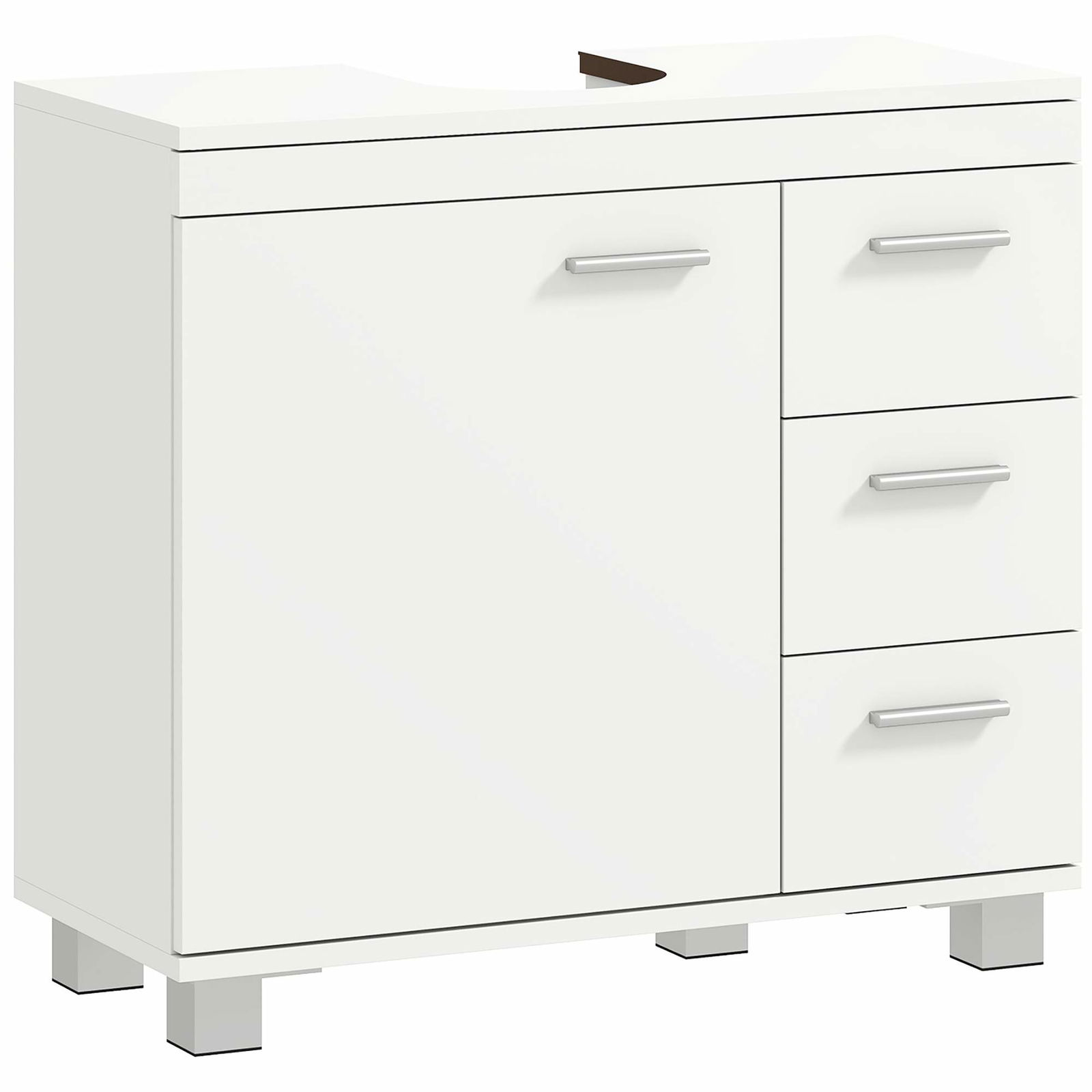 Badrumsskåp för handfat – 2 hyllor, 3 lådor, vit MDF | Hem & Hobby | Pryloteket