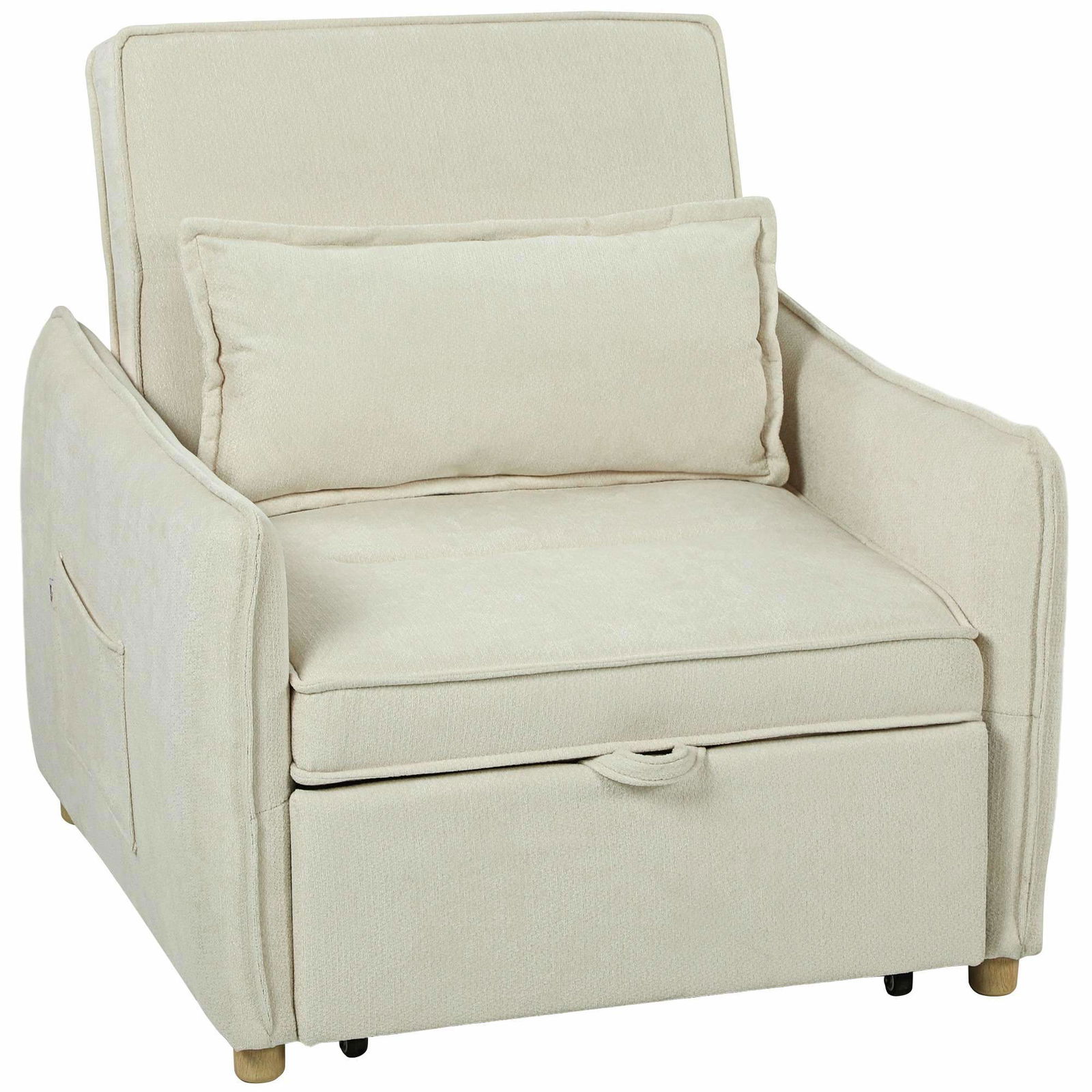 Konvertibel 3-i-1 Sofastol med Sengefunktion – Cremefarvet