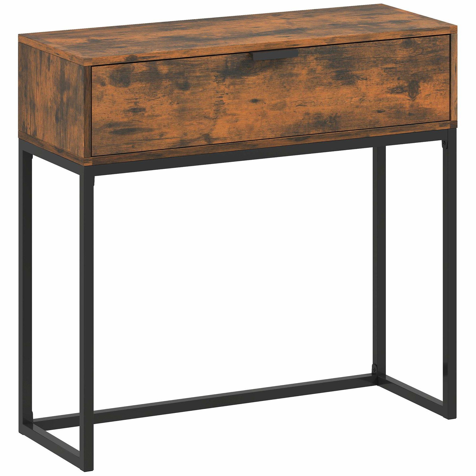 Teollisuustyylinen konsolipöytä laatikolla, musta – 80x30x76 cm