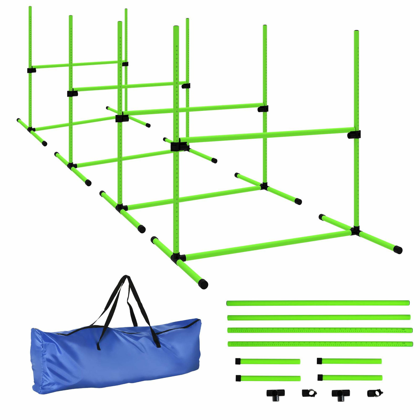 Koiran agility-setti – säädettävä, 4 estettä, kannettava laukku