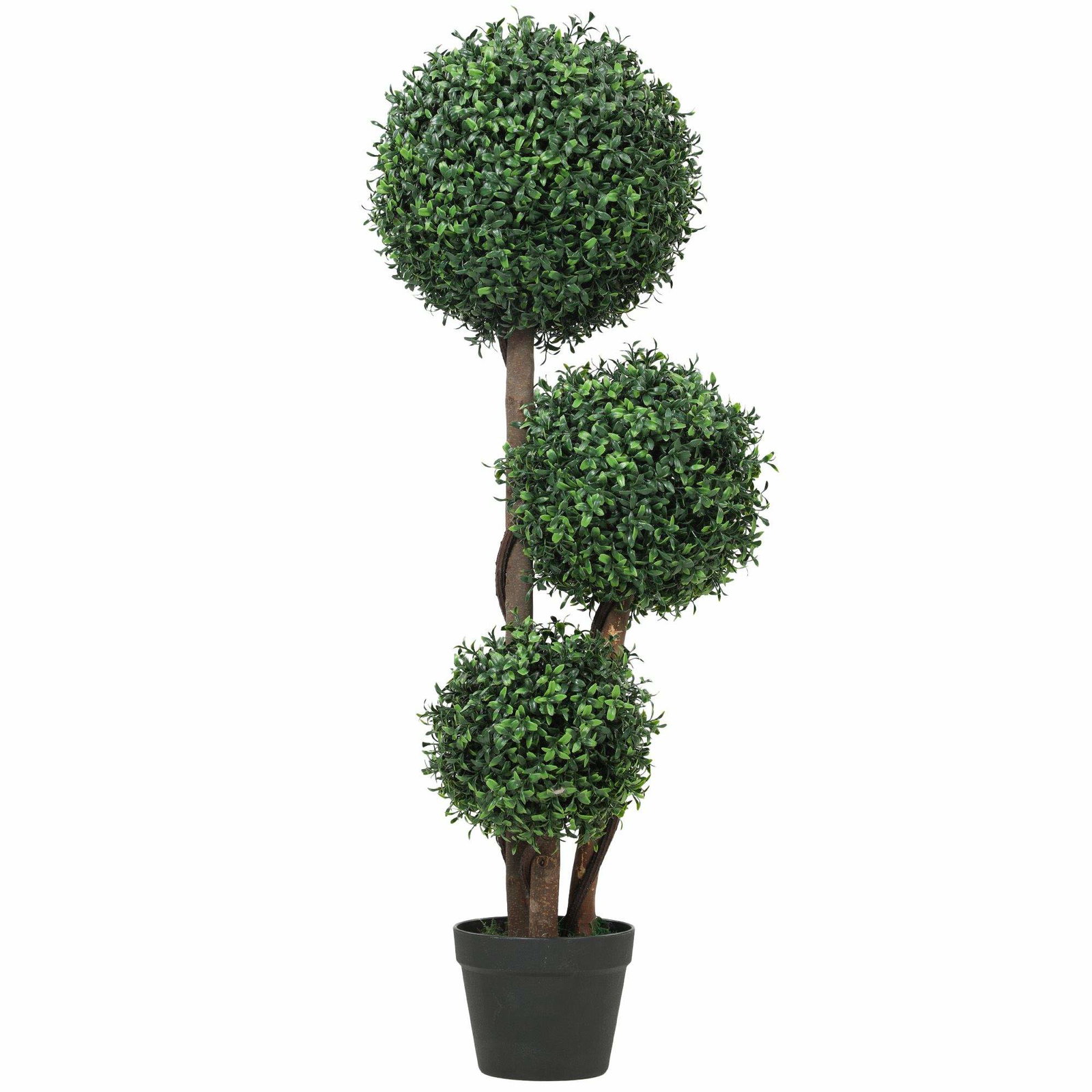 Kunstig buksbomformede blomster – 3-kugledesign, UV-bestandig, 100 cm