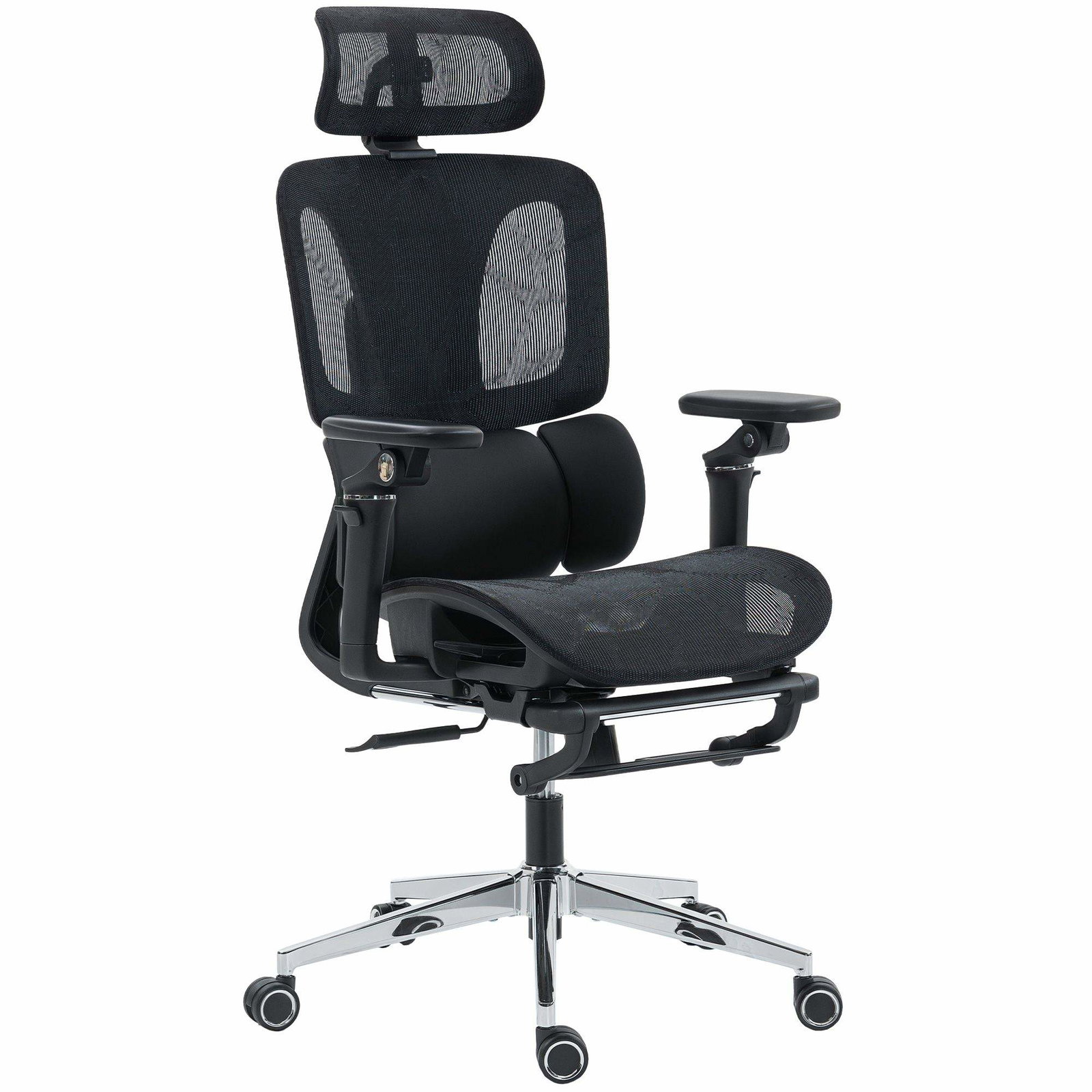 Ergonomisk kontorstol – justerbar lændestøtte, nakkestøtte, 6D armlæn
