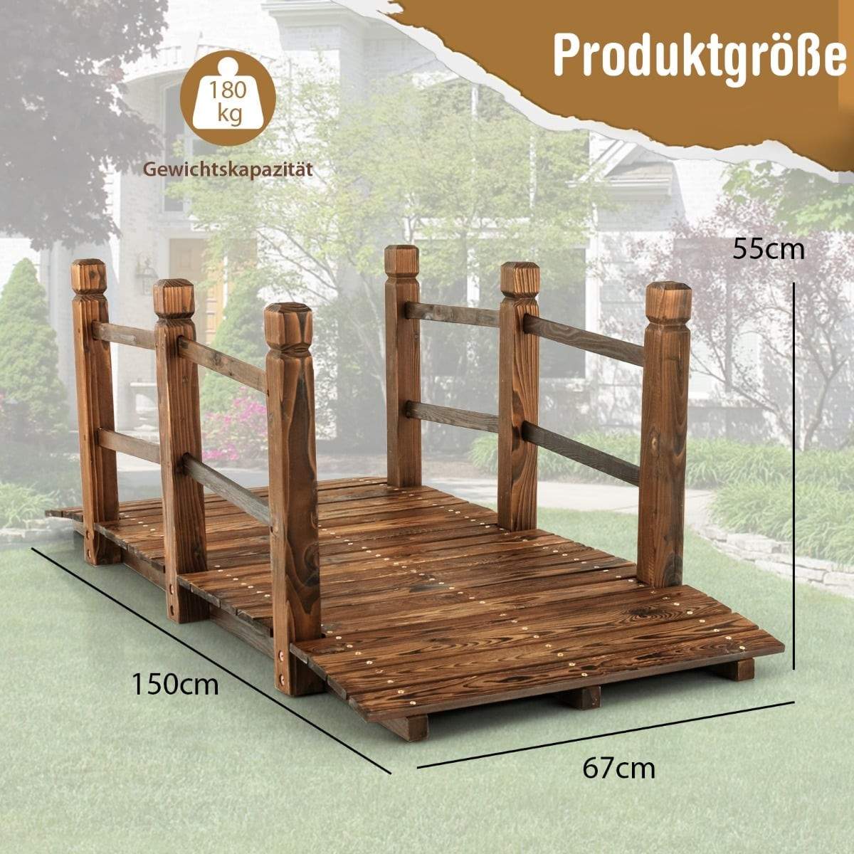 Træhavebro – 150 cm gran, vejrbestandig