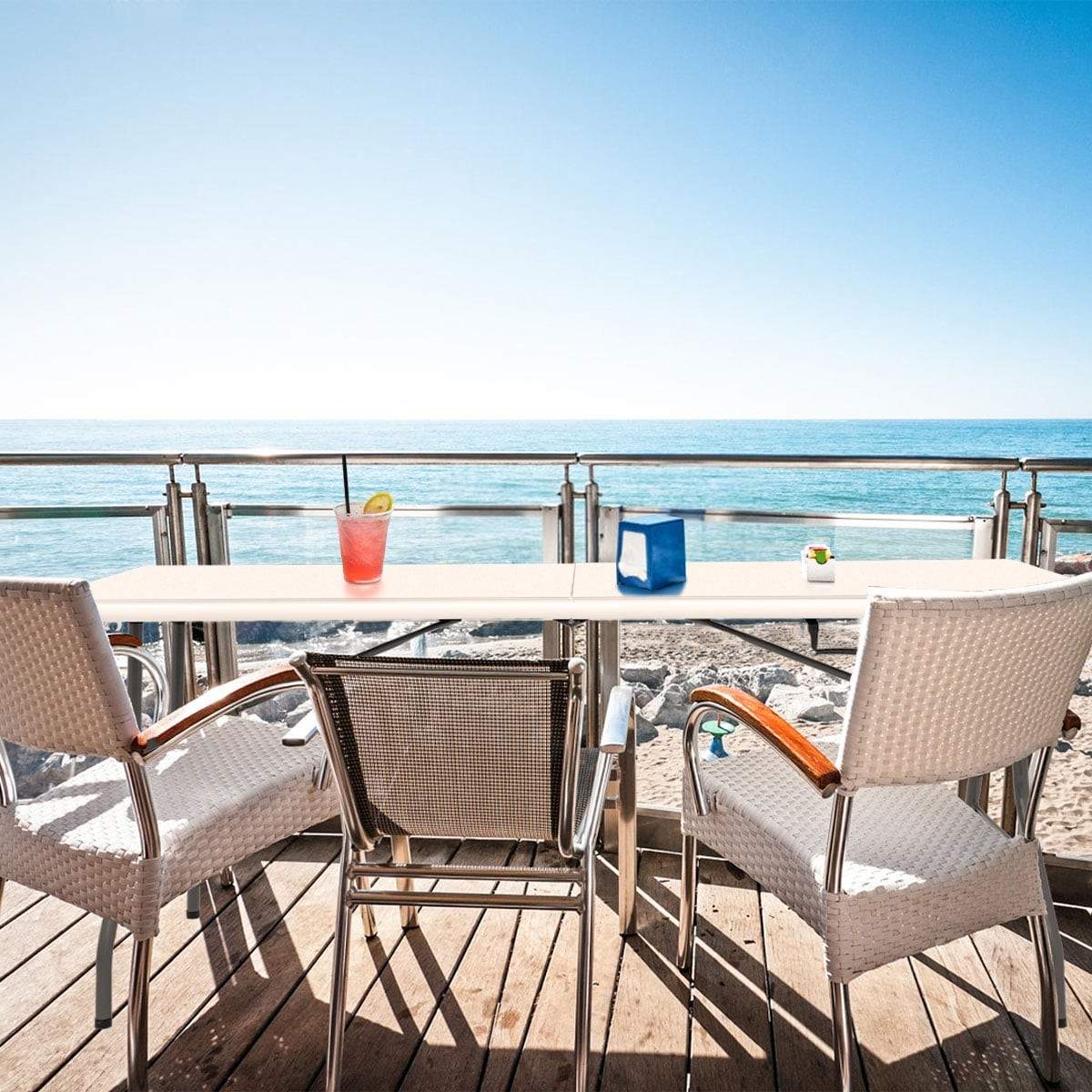 Sammenklappeligt havebord – HDPE-plade, stålramme, bærbart