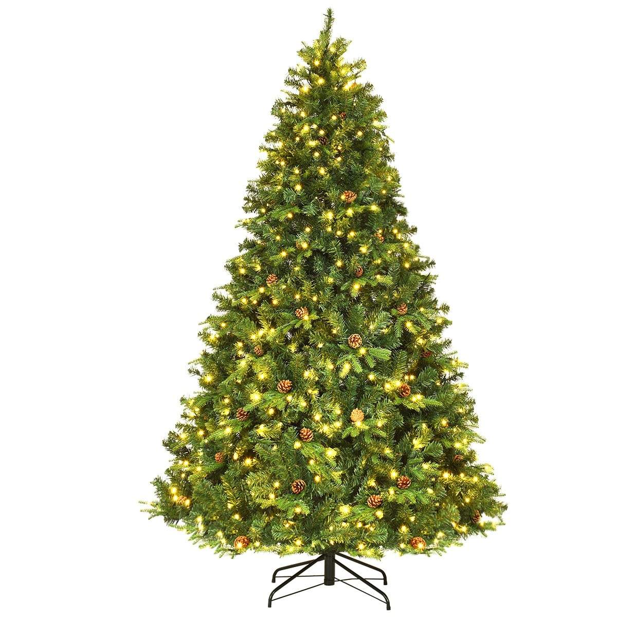Kunstigt juletræ med LED-lys, 225 cm, grønt