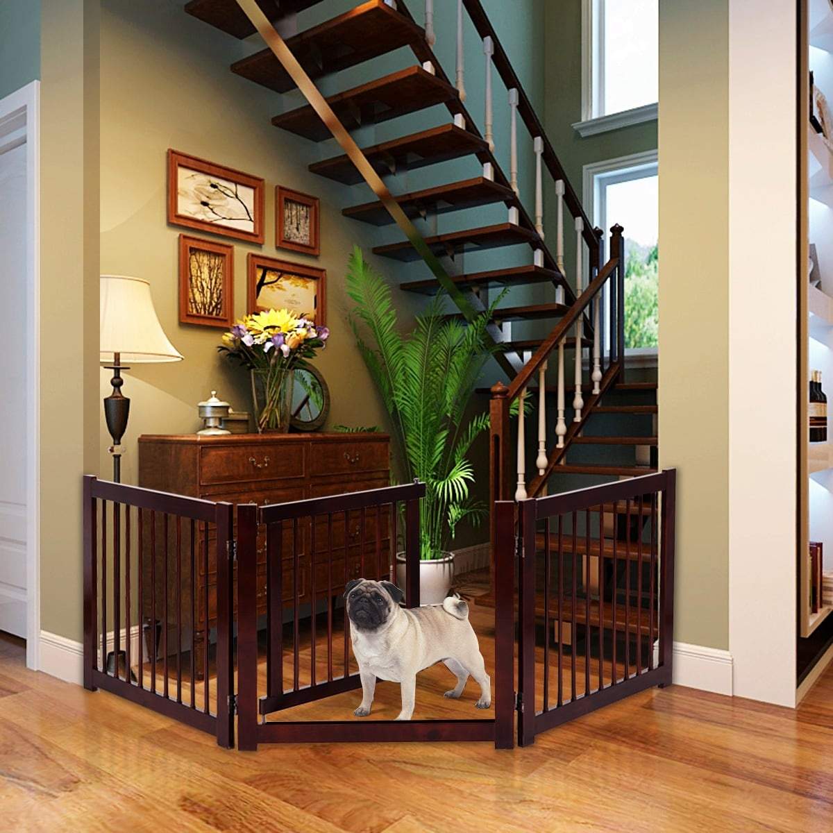 Säkerhetsgrind för husdjur – Hopfällbar furu, 206 x 61 cm | Hem & Hobby | Pryloteket