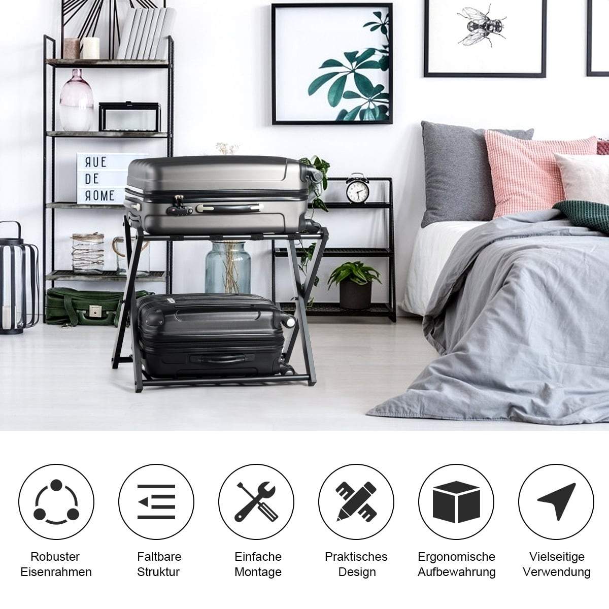 Sammenklappelig metalbagagebærer – 2-pak, 60 kg kapacitet