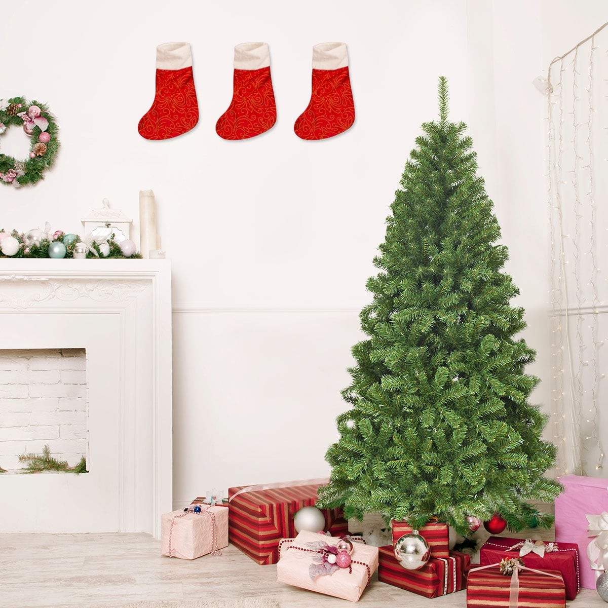 Kunstigt juletræ 180 cm – Realistisk PVC, foldbart stativ