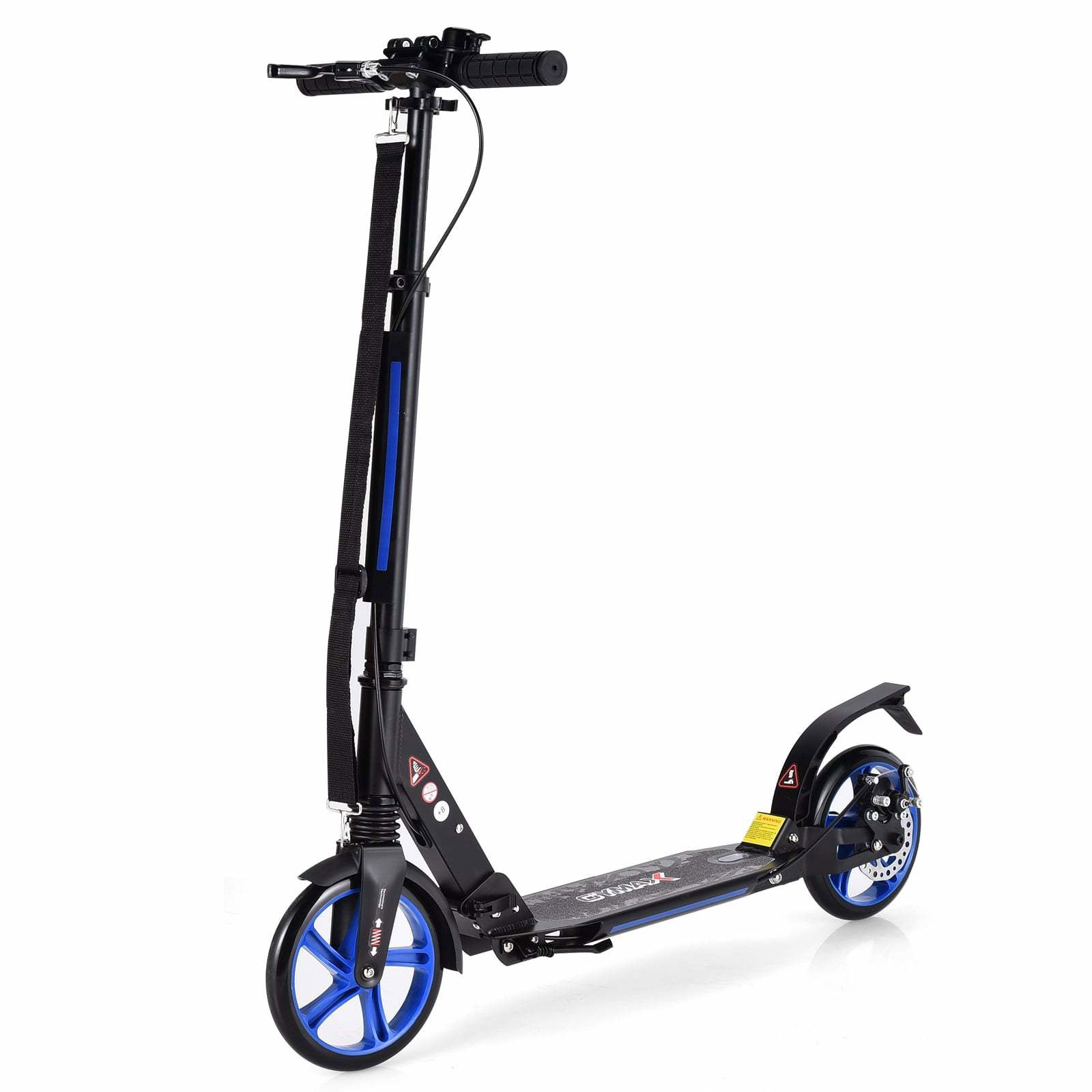 Justerbart, foldbart løbehjul til børn – aluminiumsdæk, sort og blå