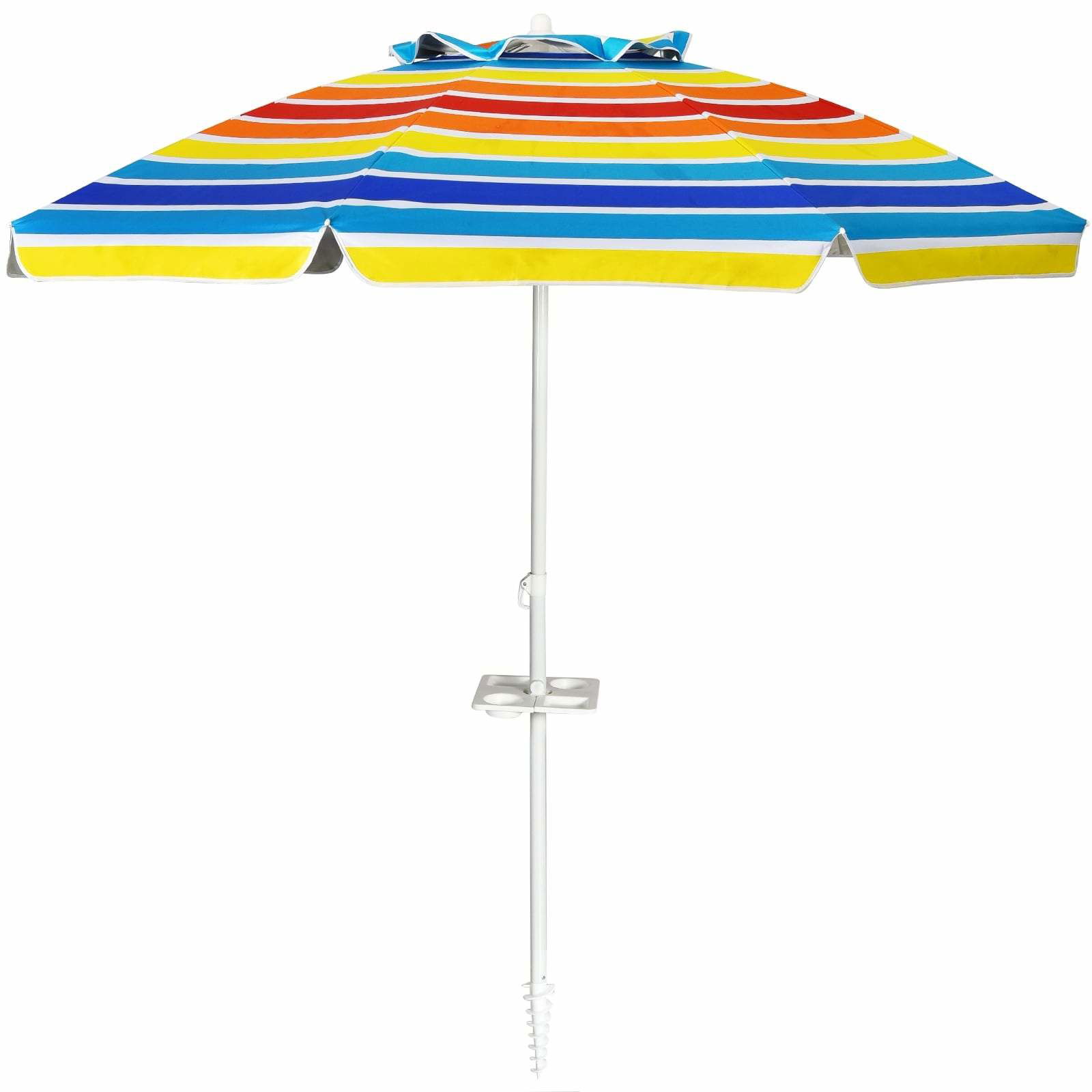 Strandparasol 2,2m UPF50+ med kopholder og vippefunktion