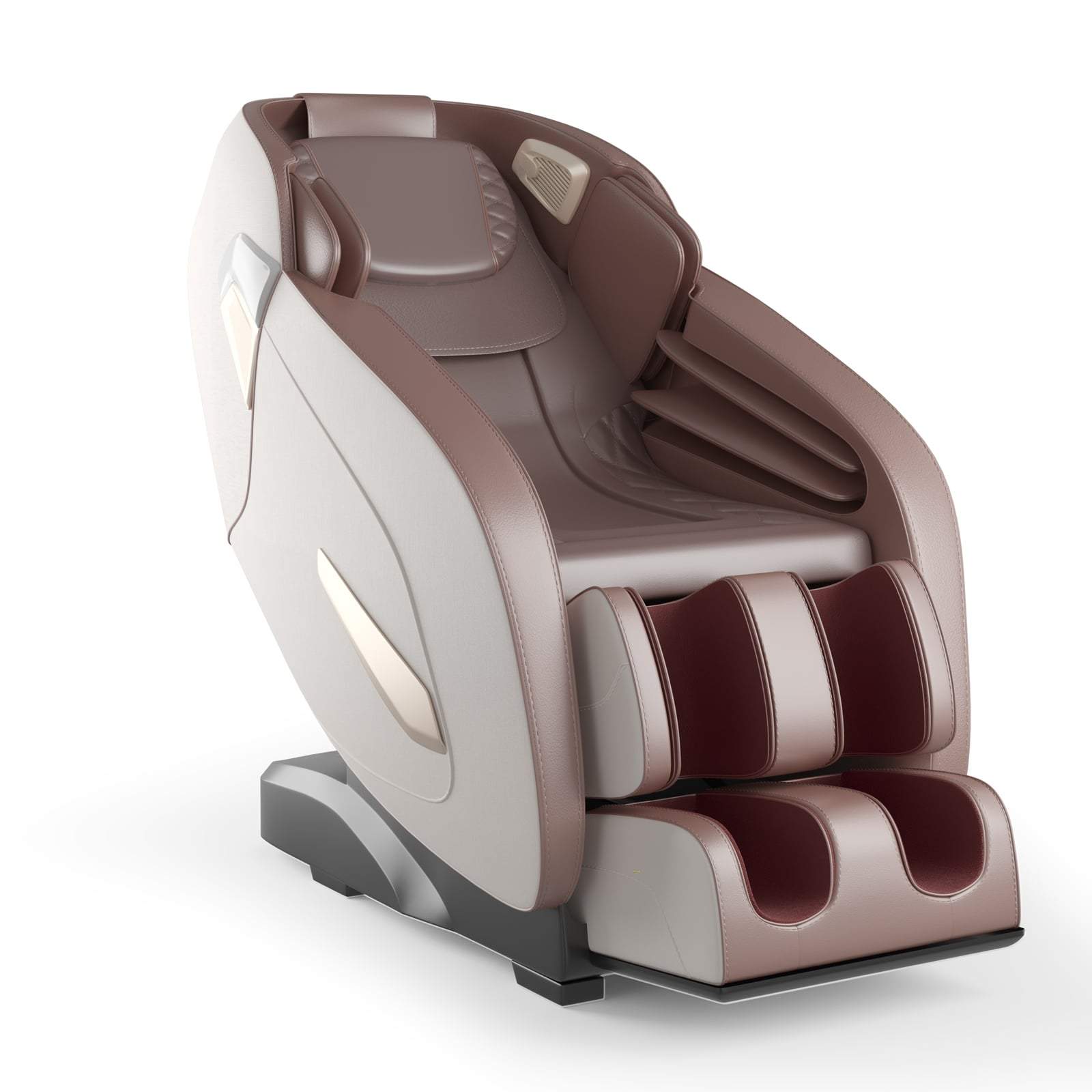 Shiatsu massagestol med Bluetooth og varme – beige/brun