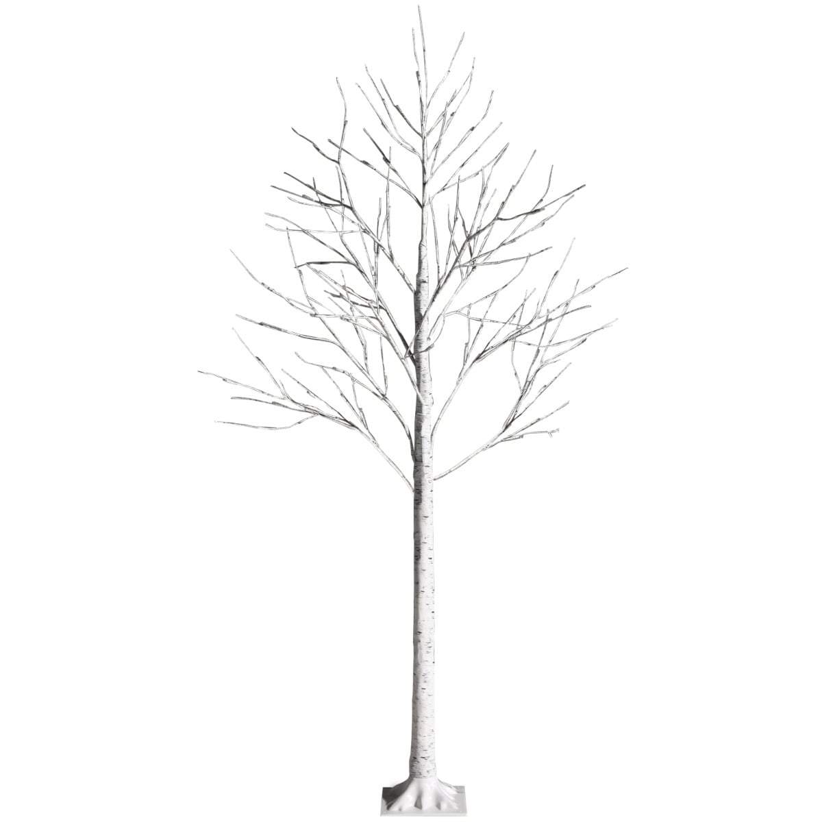 Kunstig birketræ med 96 LED-lys – 180 cm, hvid