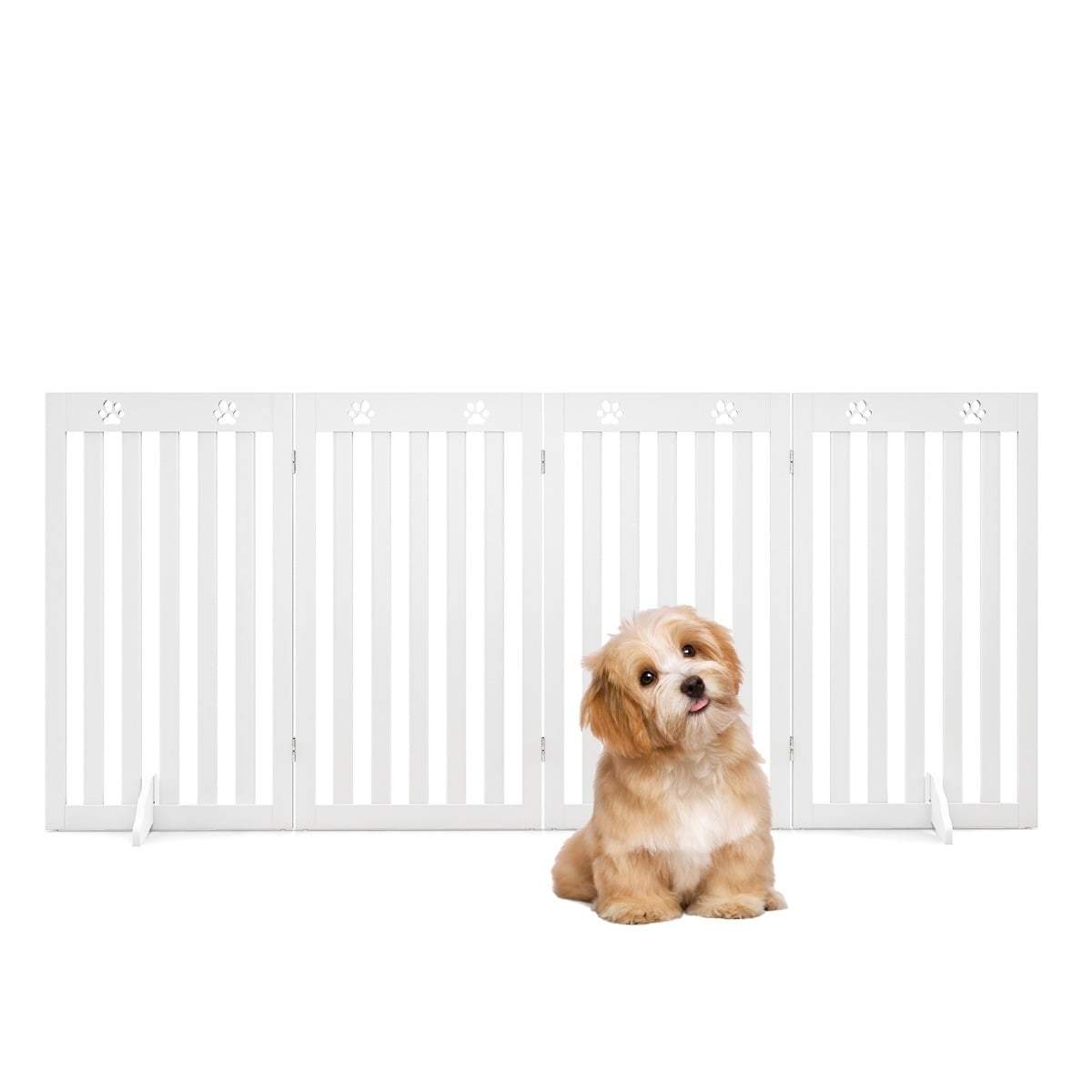 Fritstående, foldbar MDF-kælegitter – 4 paneler, hvid