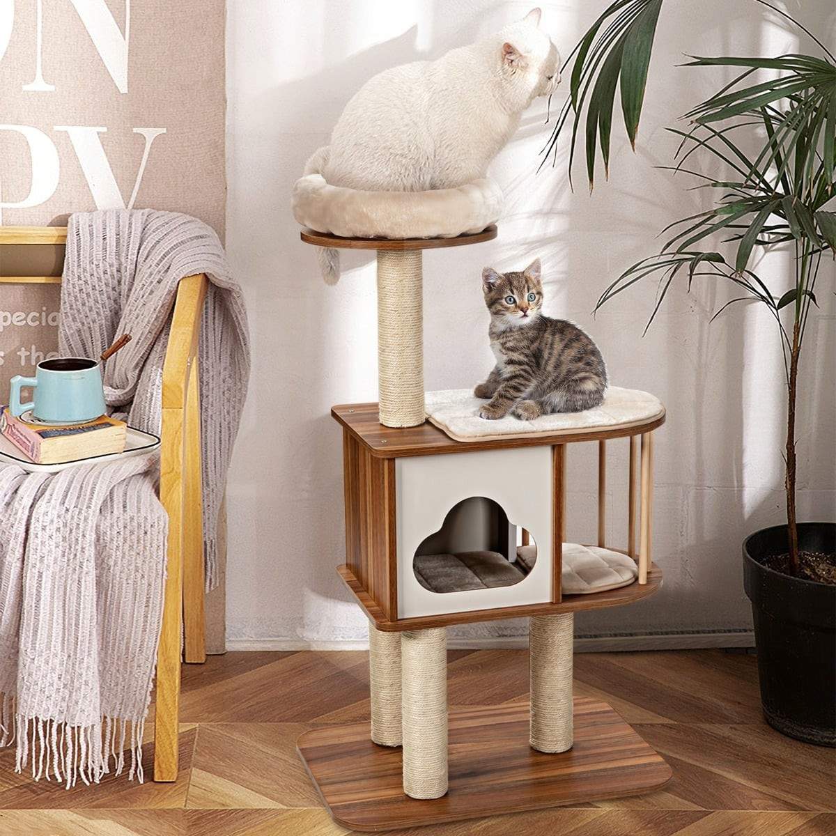 Klösträd i trä med tvättbara kuddar – 3 nivåer | Hem & Hobby | Pryloteket