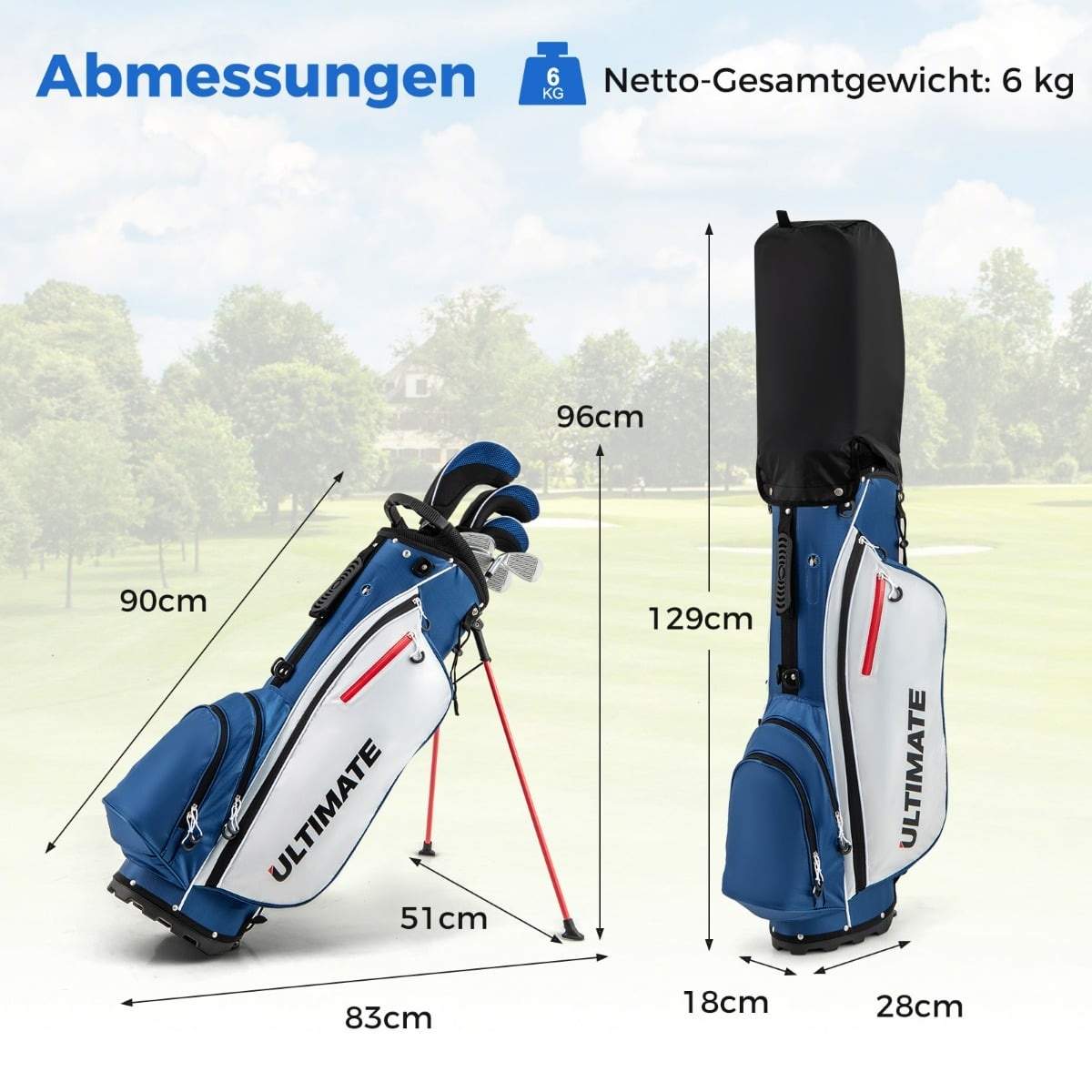 Komplet golfkøllesæt til mænd med letvægtstaske