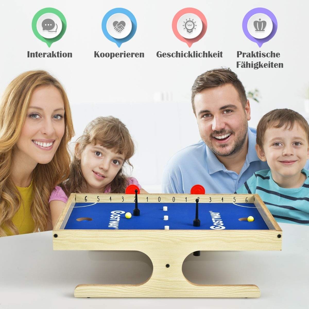 Magnetisk mini-bordfodboldbord – 2 bolde, 2 håndtag, MDF