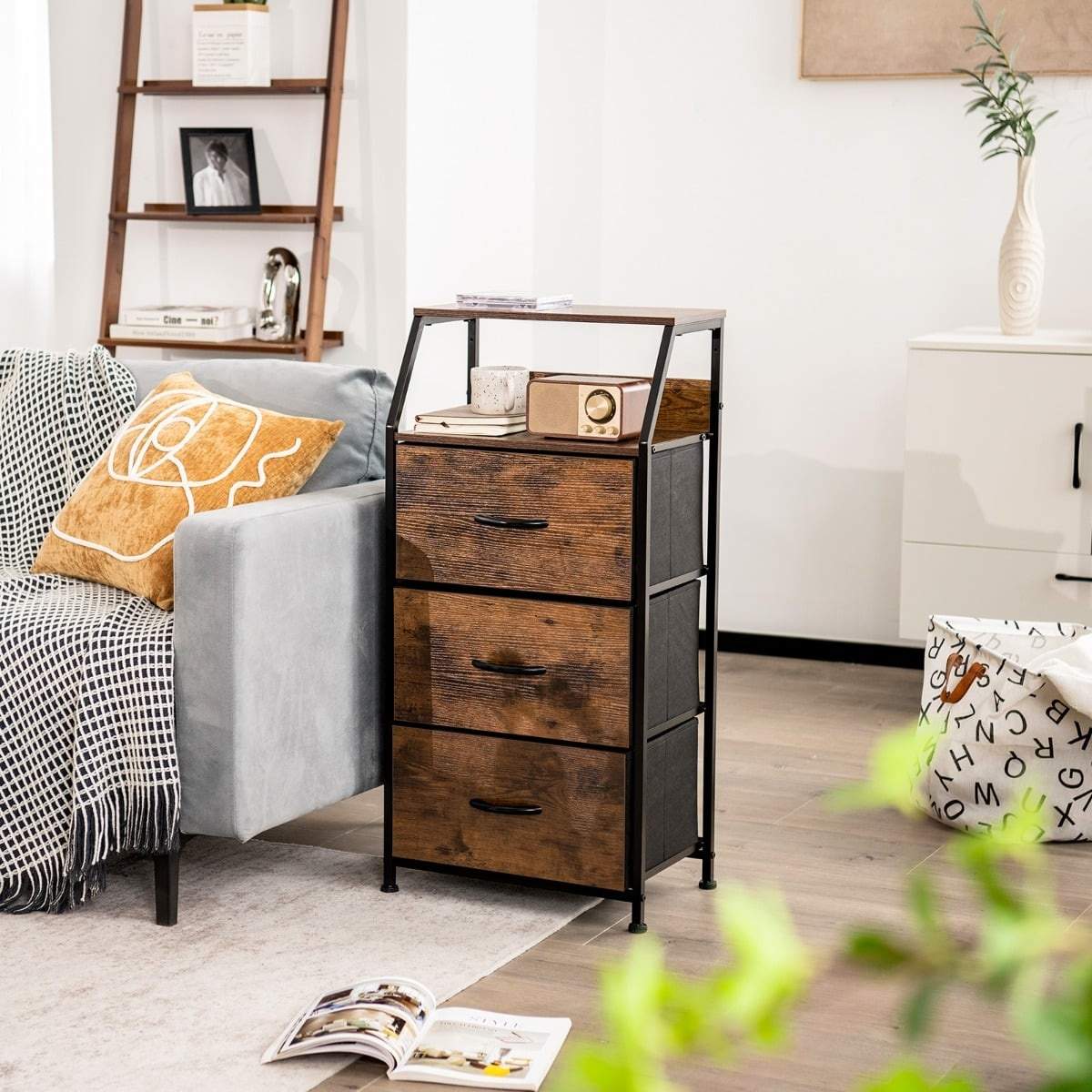 Fristående förvaringsskåp med 3 lådor, rustik brun | Hem & Hobby | Pryloteket